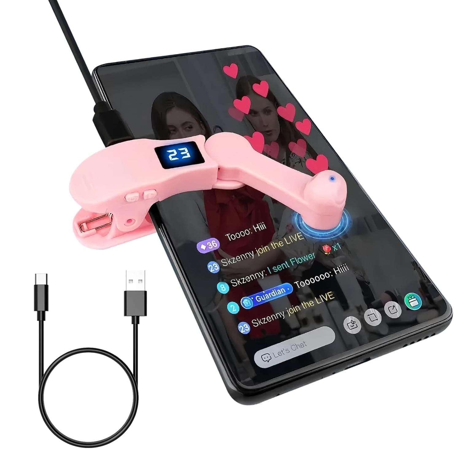 Auto Clicker for iPhone & TikTok Live - Auto Tap, Auto Screen Tapper for Smart Phone, Customizable Timing for Social Media, Broadcasts Likes, Lightning Deal, Reward Task (Pink)