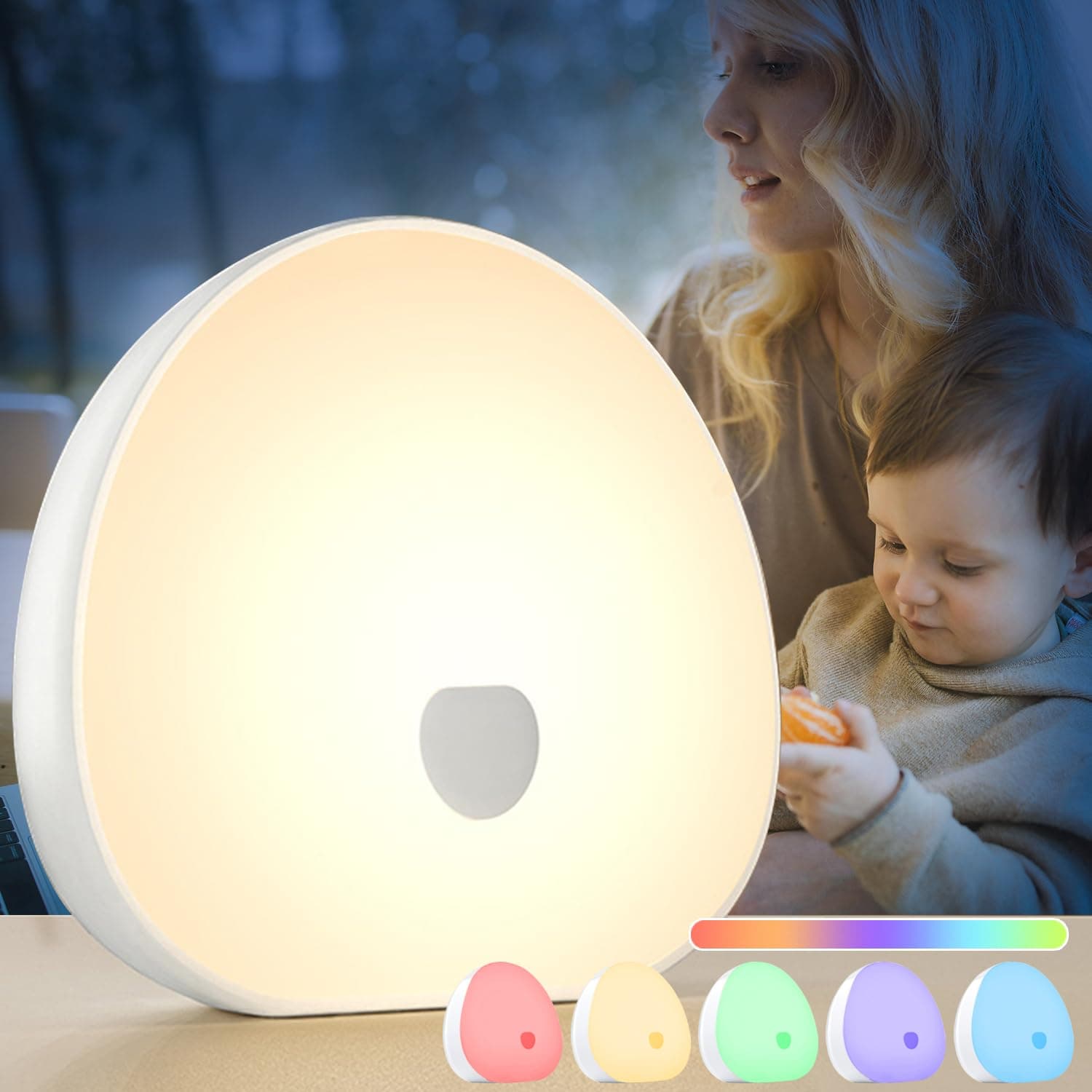 Night Lights with White Noise, Soothing Sounds, LED Touch Control Lamp for Breastfeeding, Portable Night Light, Memory Timer, Sleeping Baby Adults Kids(WhitePro)