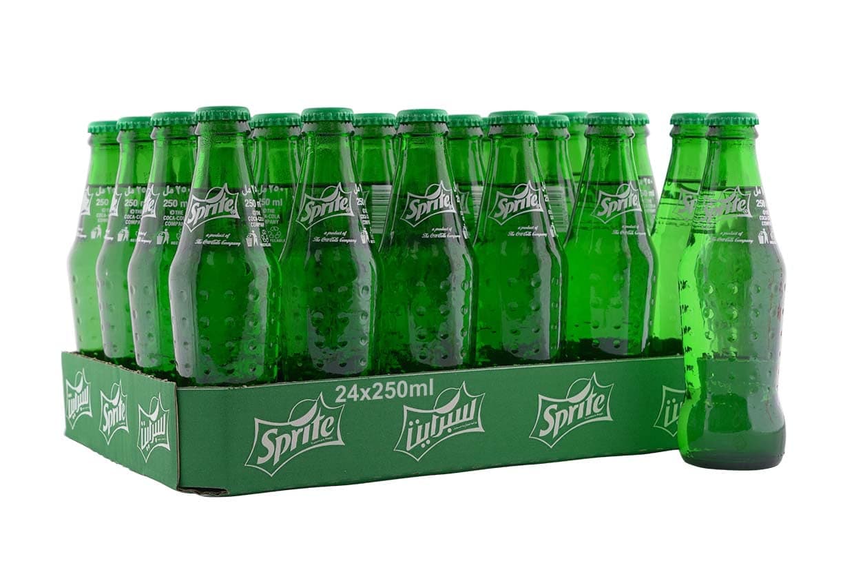 Sprite Regular Carbonated Soft Drink, Glass Bottles, 24 x 250 ml