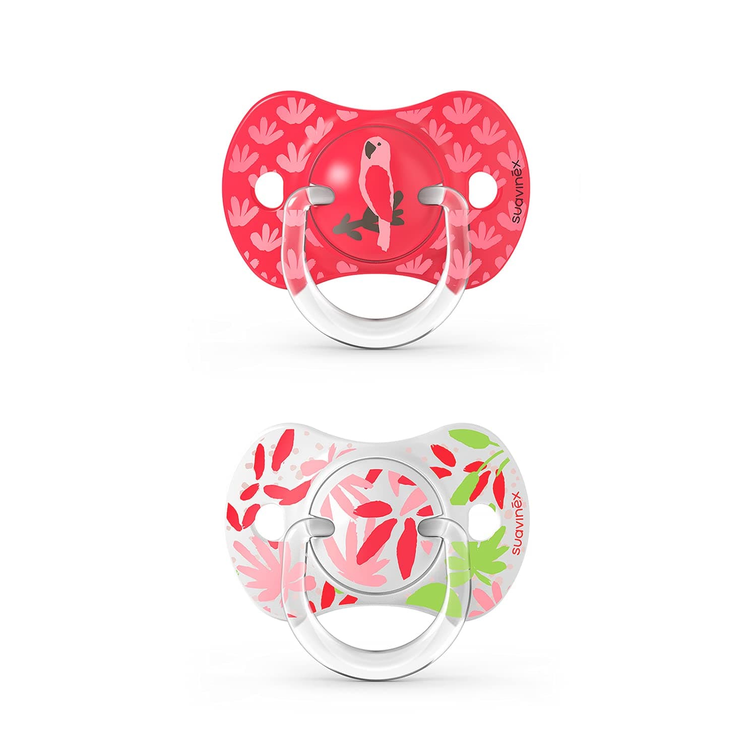 Suavinex, New Pack of 2 x Sx Pro Physiological Pacifiers, for Babies 6-18 Months, Flattest and More Flexible Teat. Jungle Pink