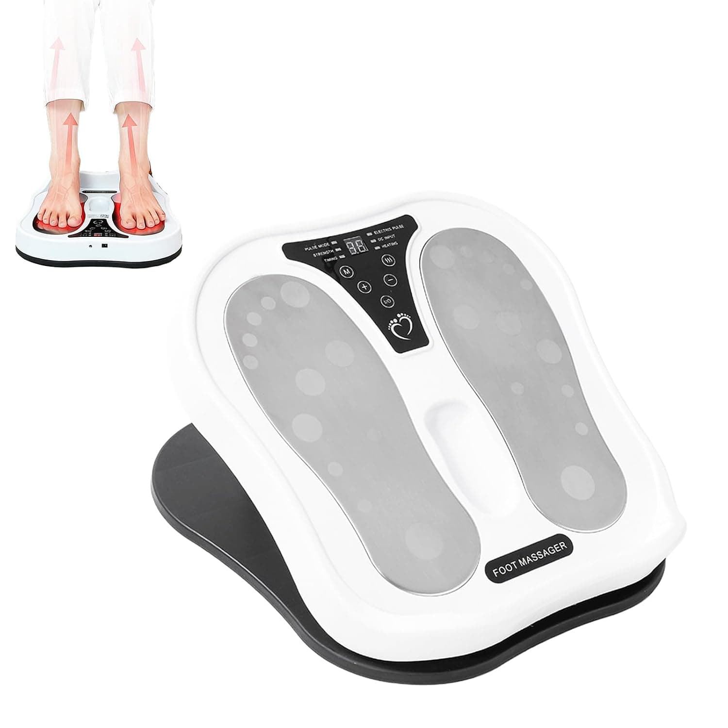 Circulation Booster for Feet & Legs, EMS Foot Massager for Pain Relief | Electric Foot Massage Machine with 15 Modes 50 Intensities 9 Adjustable Angles, Leg Circulation & Muscle Relaxation