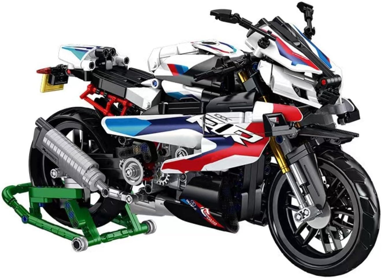 Pasyru Technik Motorcycle for BMW S1000RR, 912 Pieces Technology Racing Motorcycle Building Blocks Construction Set, MOC Clamping Blocks Super Motorcycle Model for Children Adults (672004)
