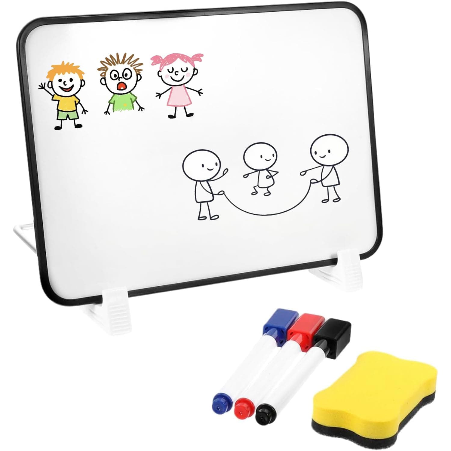 LinJie Small Whiteboard, 21 * 15cm Dry Erase Double-Sided White Board with Stand, Portable Magnetic Desktop Whiteboard for Kids Drawing Students Classroom Use