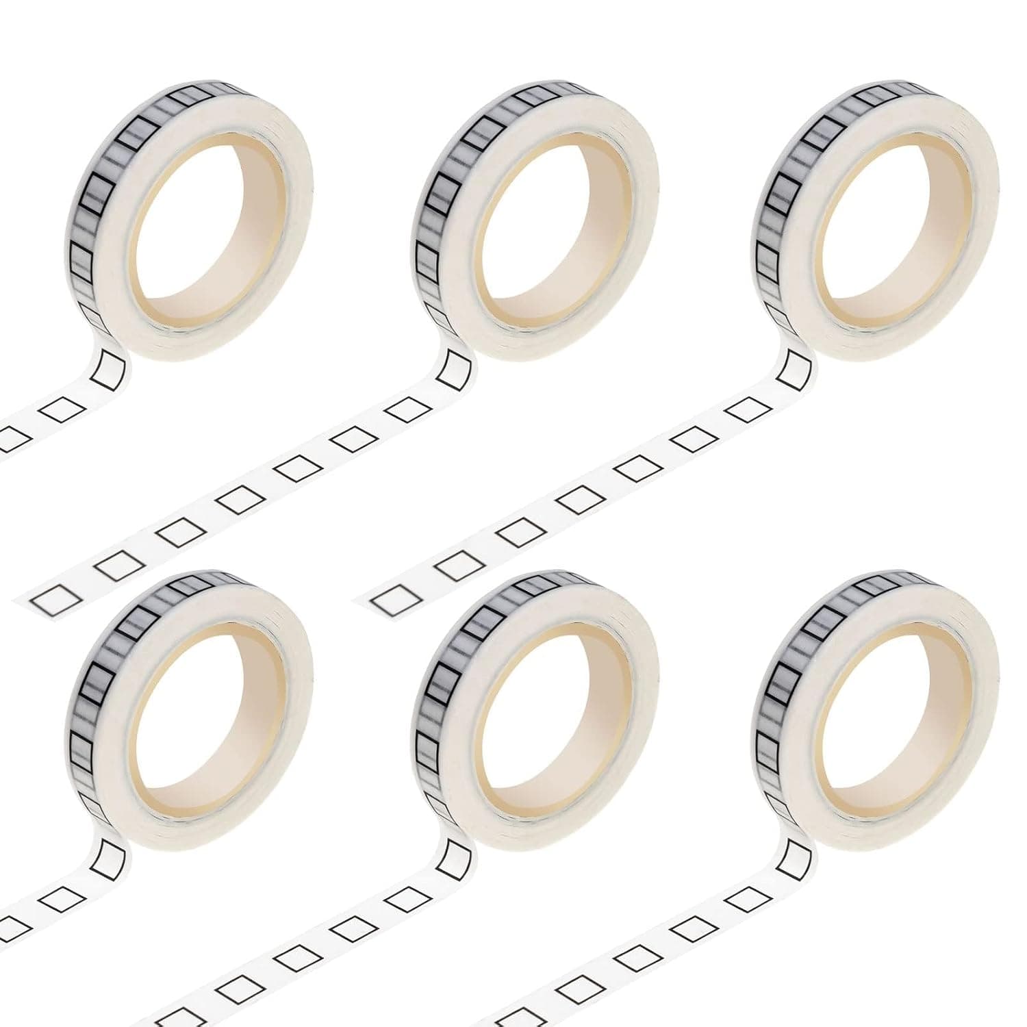 6 Pcs Checkbox Washi Tape, 8MM Thin Self Adhesive Craft Planner Tape for Home, School, Office, DIY, Scrapbooking, Gift Wrapping, Photos