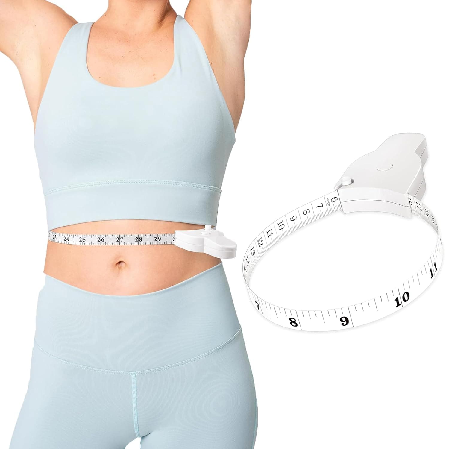 ToolHouse Body Measure Tape, Retractable Measure Tape, with Lock Pin and Push Button, Accurate Metric and Imperial Scale Dual-Sided Ruler, for Body Measuring, Sewing, Tailor (White)