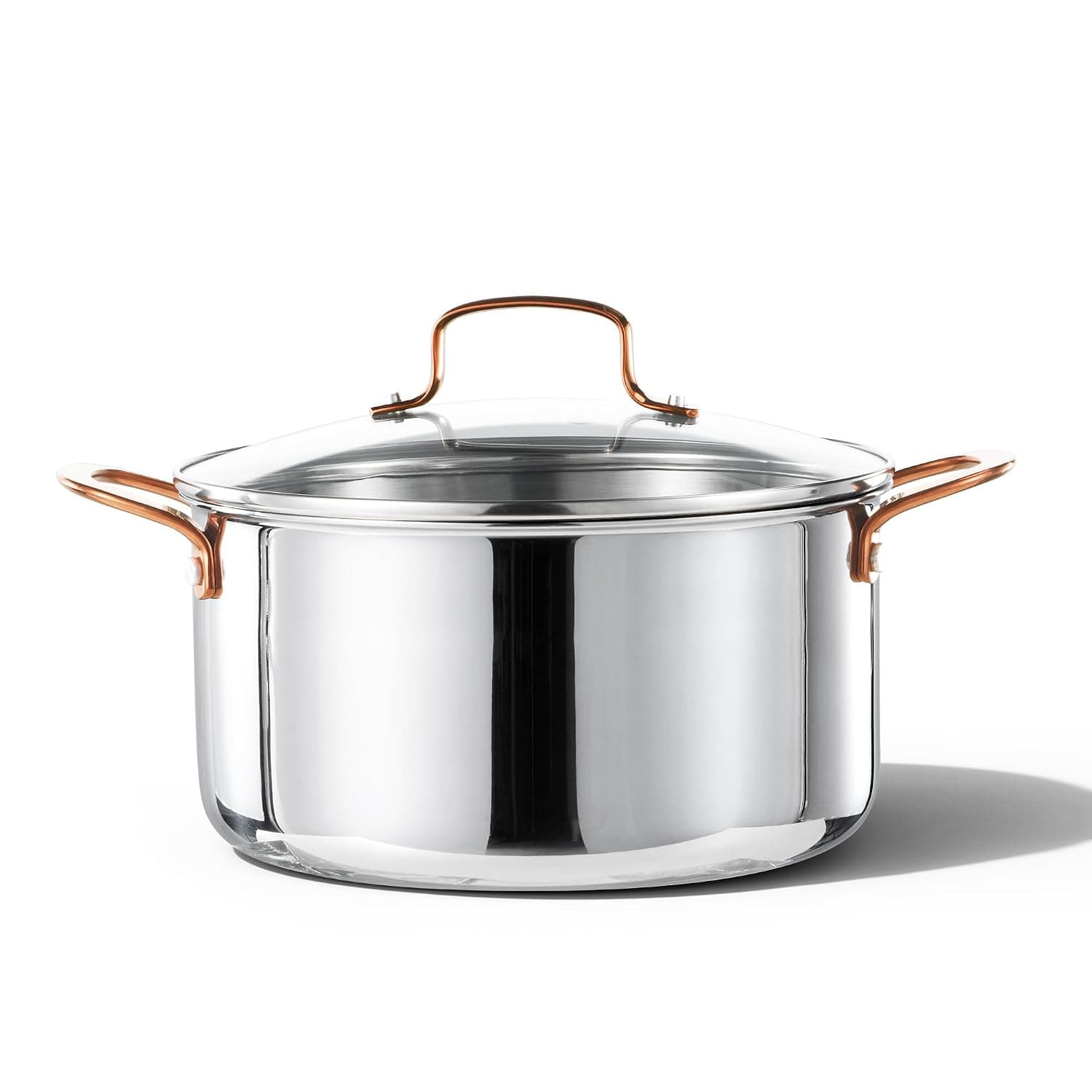 CAROTE 8 Qt Fully-Clad 3-Ply Stainless Steel Stockpot, Stock Pot with Lid Soup Pot for Pasta, Soup, Even Heating, Sturdy & Double Handle,Fits all stoves,Oven & Dishwasher Safe (PFAS/PFOA/PFOS Free)