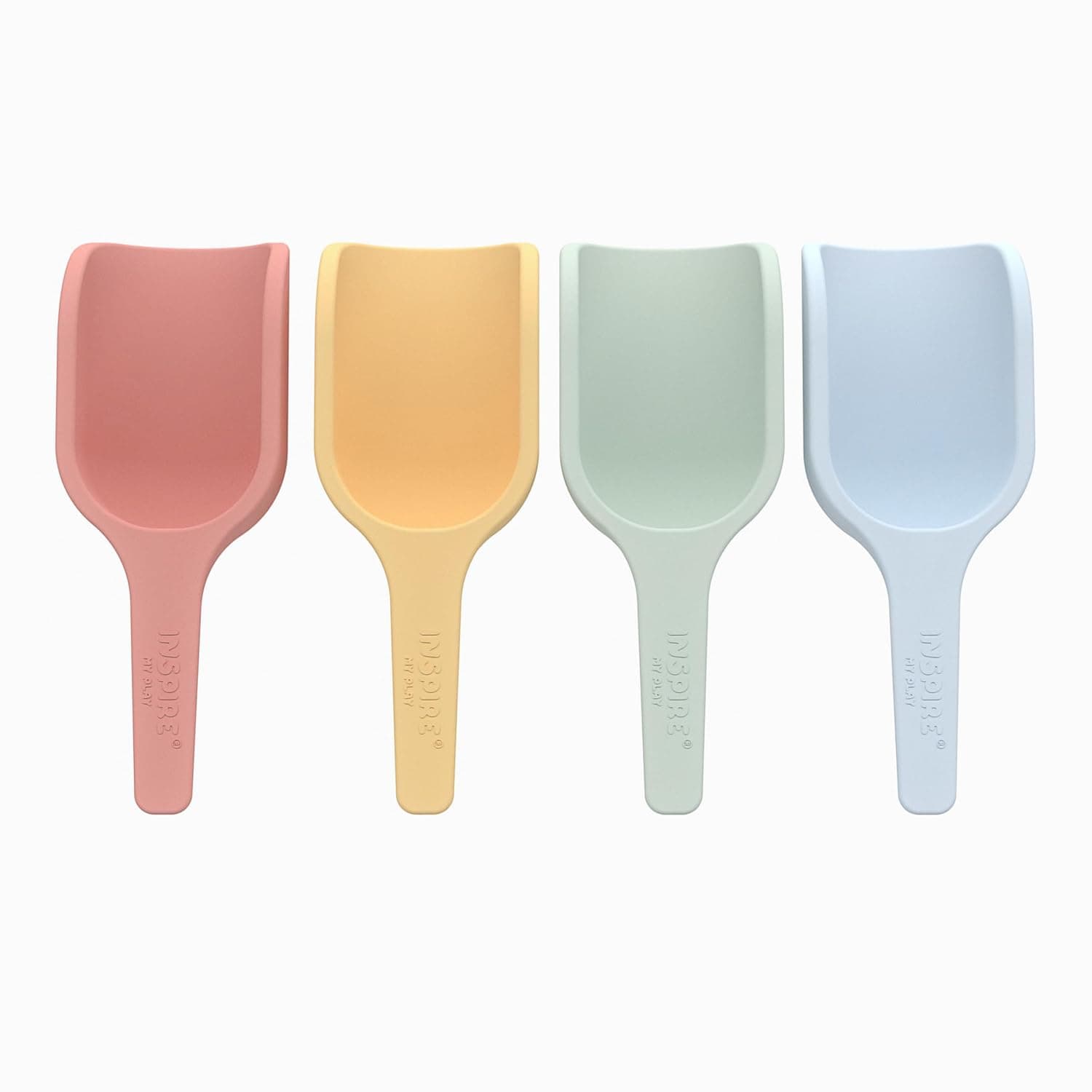 Inspire My Play - 4 x Mini Silicone Scoops - Perfect Accessories for Sensory PlayTray - Tuff Tray Accessories - Early Development & Activity Toys - Montessori Learning Toys | Scoops for sensory play | Clay Kitchen Accessories | From 10 Months | Tough Track Accessories