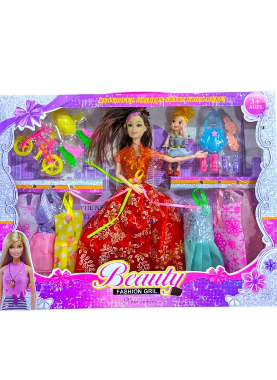 Toy Box Fashion Doll With Accessories And Wearable Dresses Playset For Girls 30X15X10 Cm Multicolor