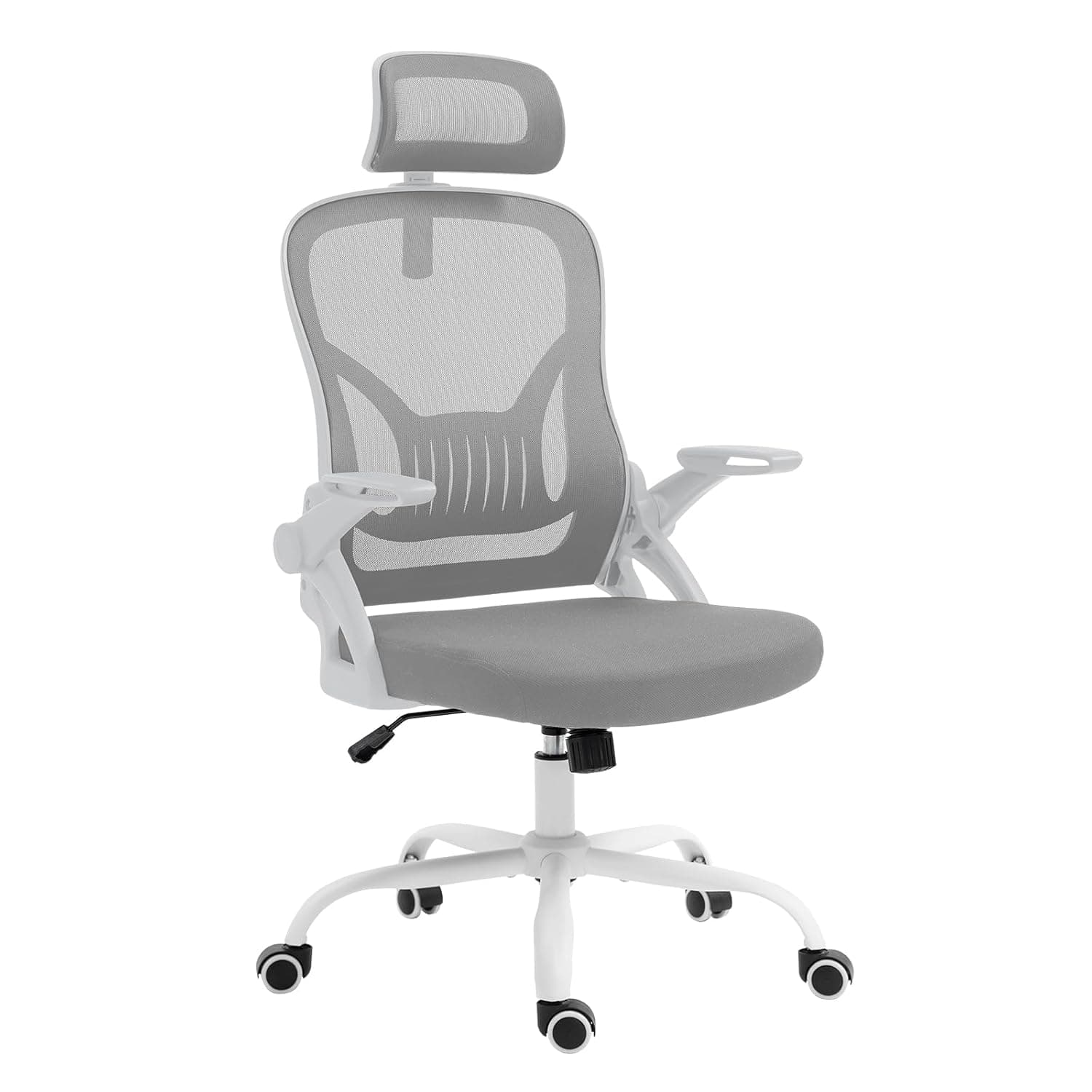 AnneFish Ergonomics Office Chair, Executive High Back Office Chair Wide Seat With Large Headrest Adjustable Mesh Chair with Flip Up Armrests Gaming Chair(Grey)