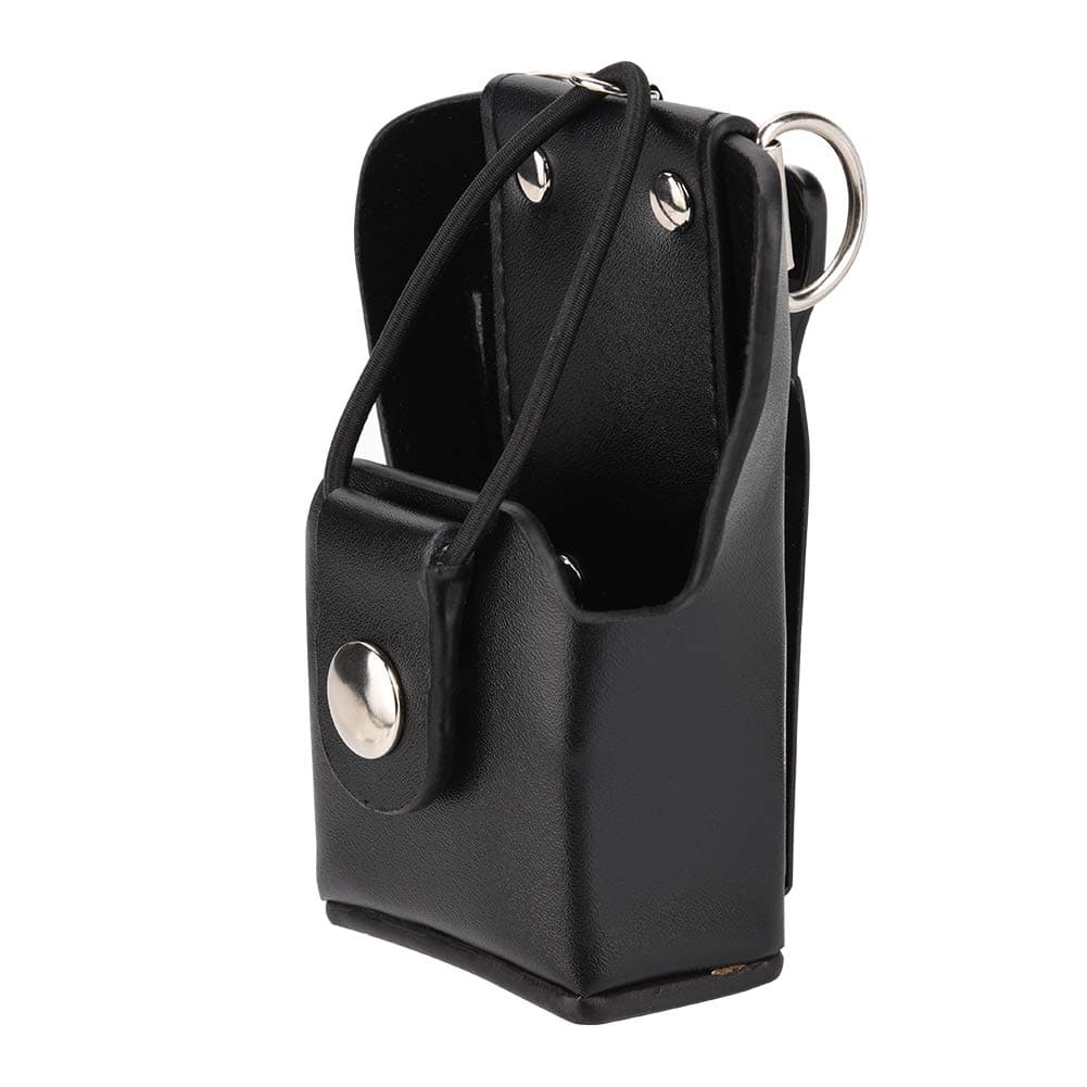 Leather Radio Case Cover for Walkie Talkie – Compatible with GP328plus, GP338plug, GP344, GP388 – Lanyard Pouch & Back Clip