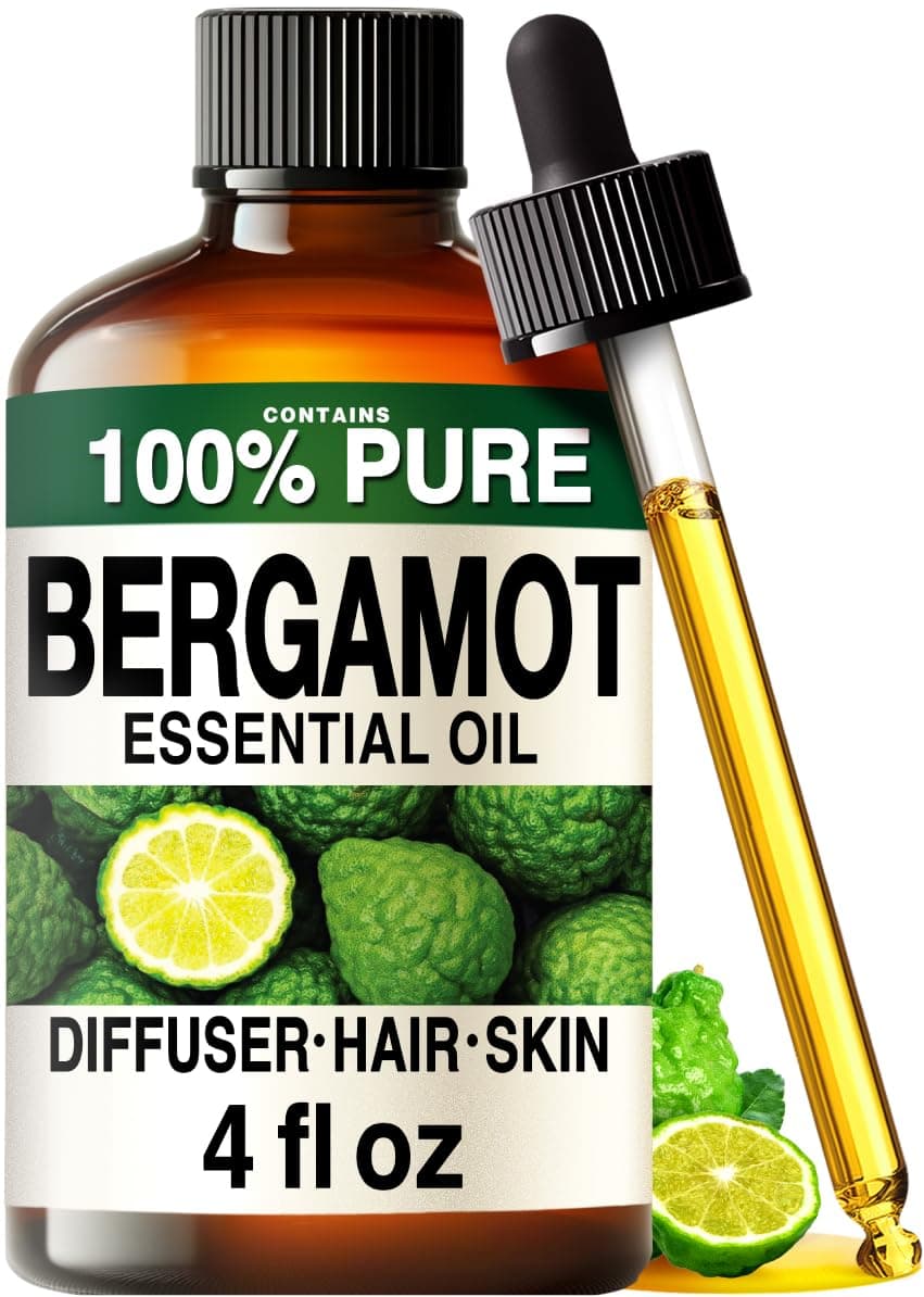Kukka Bergamot Essential Oil for Diffuser and Skin - 118ml - 100% Pure Natural Bergamot Oil for Aromatherapy, Hair Shampoo, Bath Bombs and Soap Making, DIY Fragrance