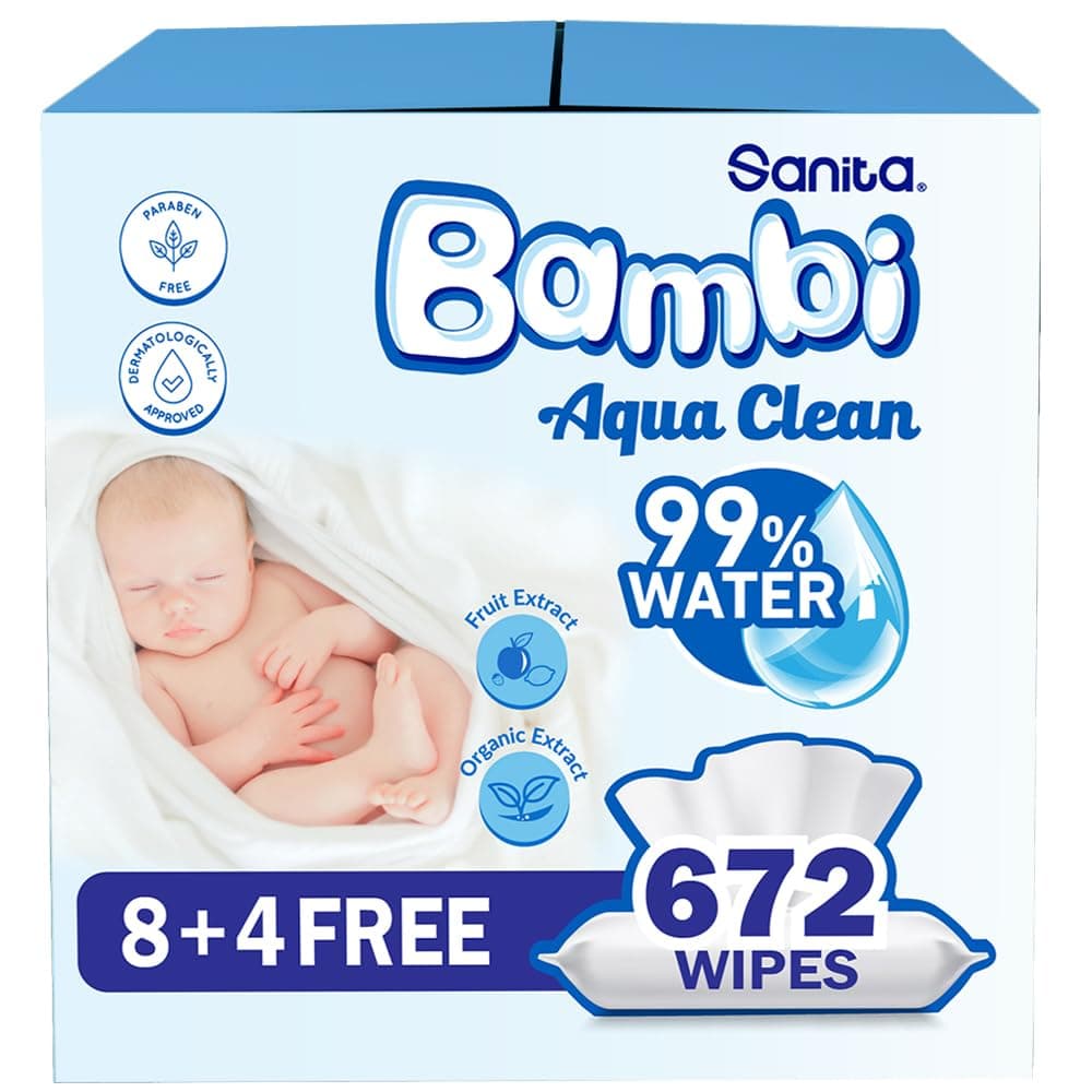 Sanita Bambi Water Wipes, 12X56, 672 Baby Wet Wipes