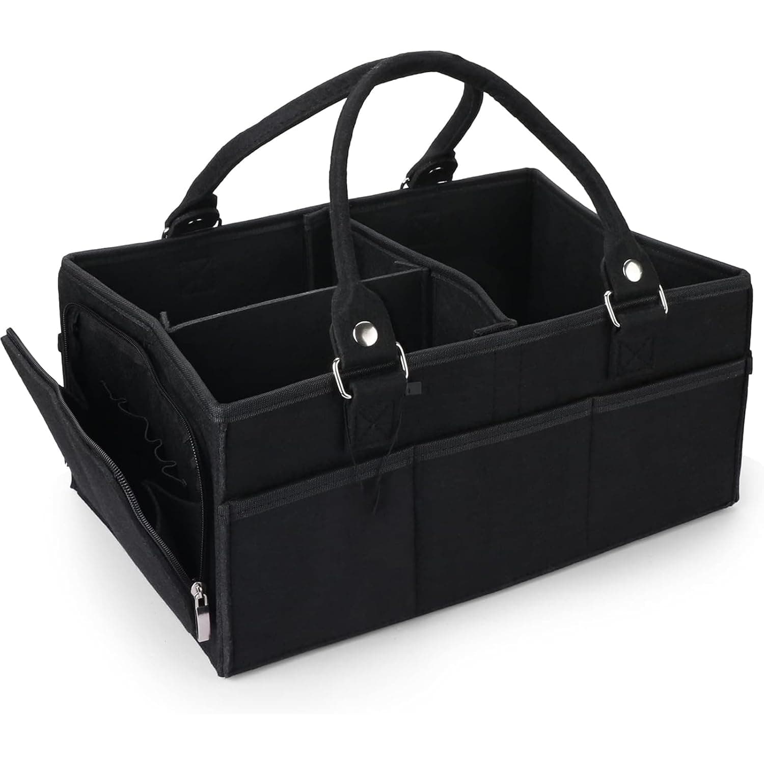 Tazweeq Baby Diaper Caddy Organizer, Girl Boy Large Nursery Storage Bin Basket Portable Holder Tote Bag for Changing Table and Car Baby Shower Gifts Newborn Essentials Must Haves Items black