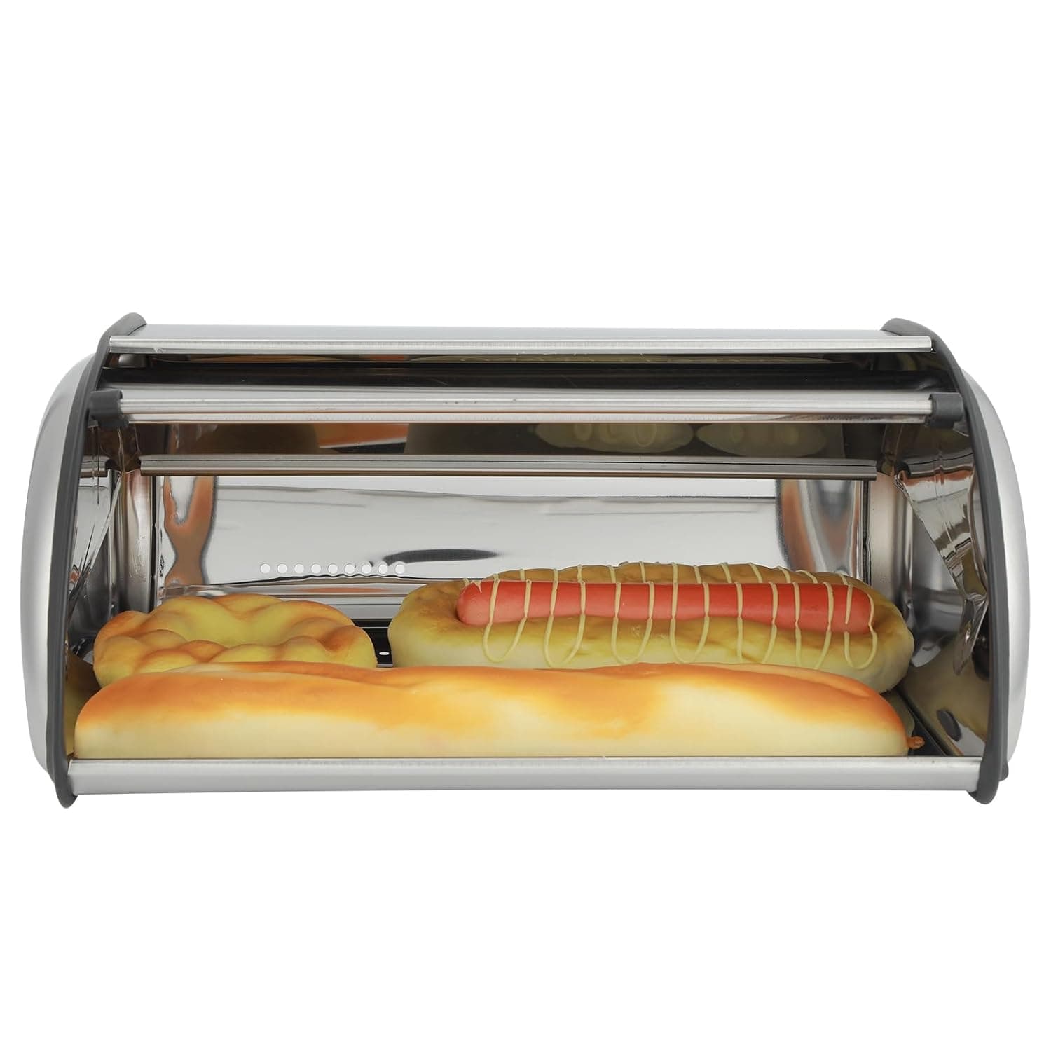 SENECESLI Bread Storage Box, Cake Bin Container with Stainless Steel and Slip Resistant Base, for Kitchen Countertop Organization