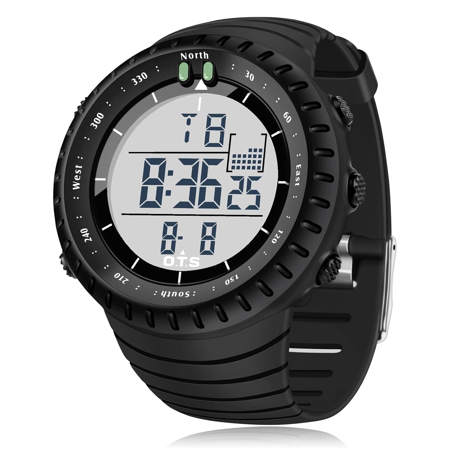 PALADA Men's Digital Sports Watch Waterproof Tactical Watch with LED Backlight Watches for Men, Dright Black, sports,work,daily life