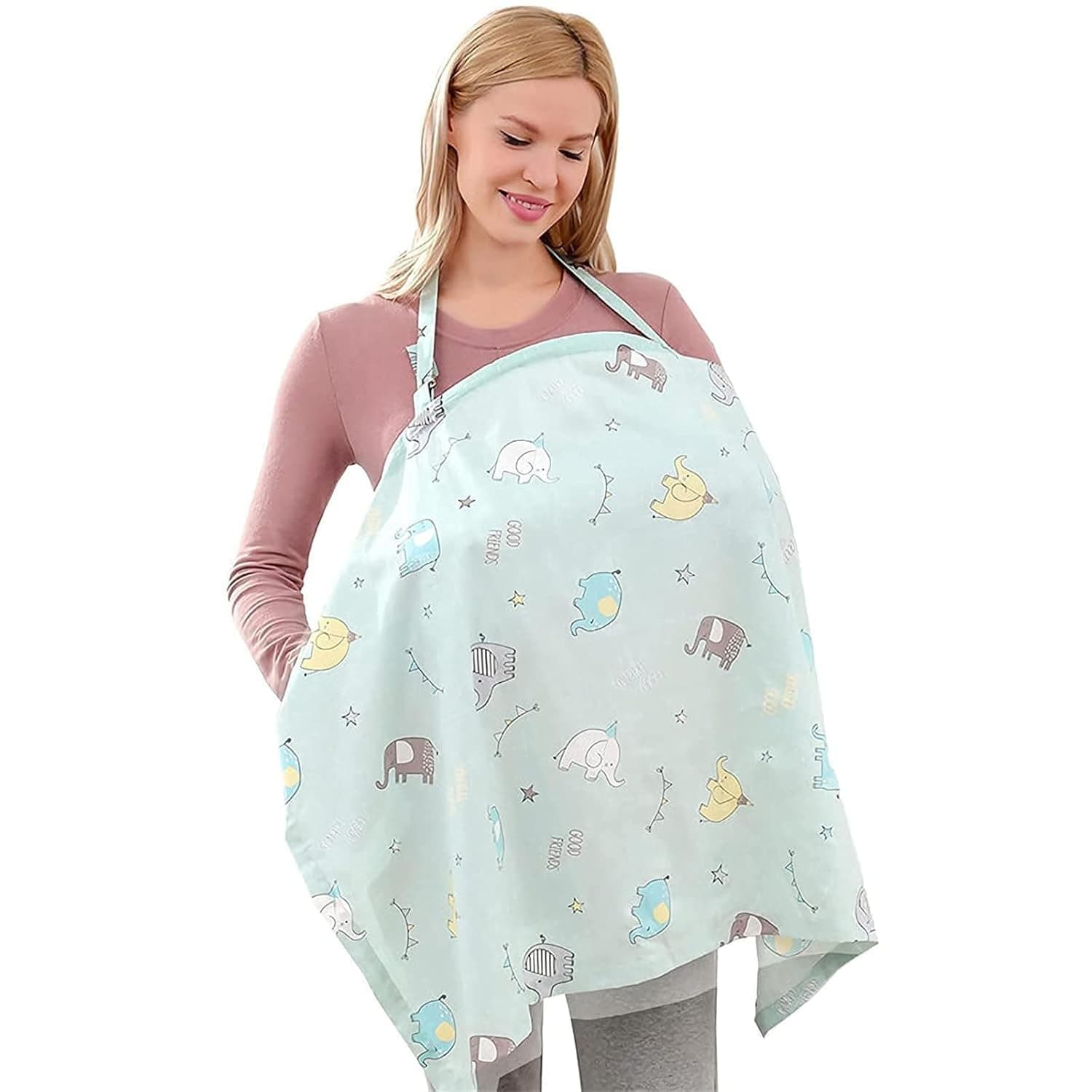 Bolivia's Nursing Cover, Breathable Cotton Breastfeeding Apron, Multi Use Car Seat Stroller Shopping Cart Canopy, Stretchy Soft Privacy Protection Scarf for Moms, Large Unisex Newborn Shower Gift