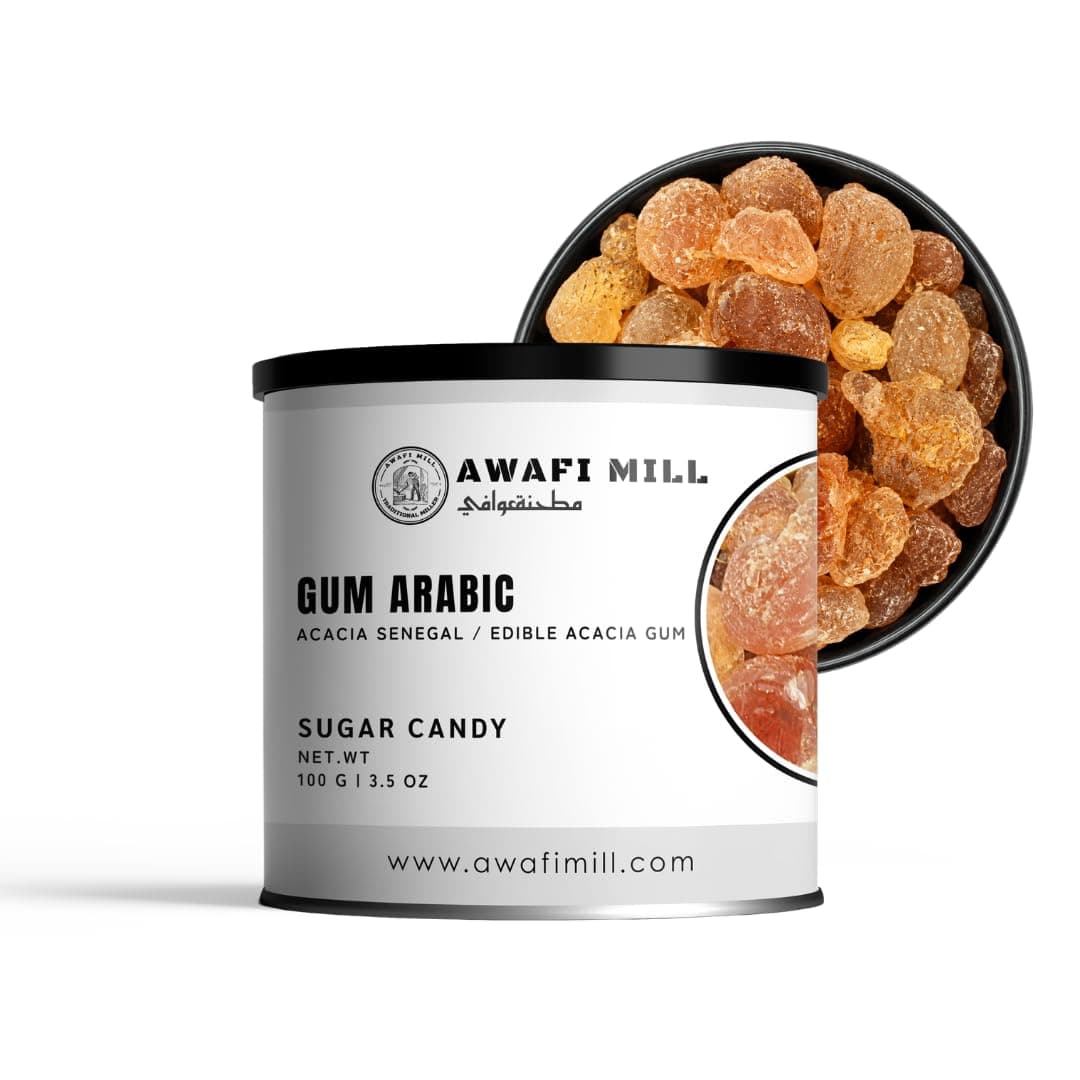 Awafi Mill Gum Arabic Thickener - Pure Food Grade Natural Gum | Large and Beautiful | Culinary Grade Gum Acacia for Thickening Soups, Sauces, Beverages - 100 g | 3.5 Oz