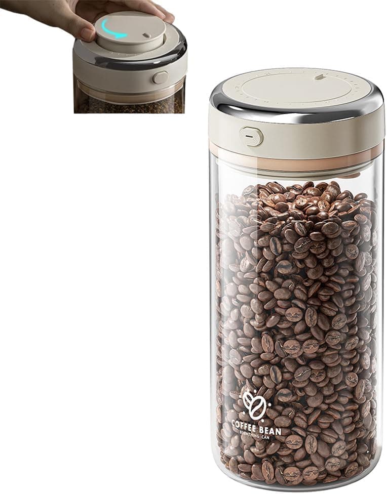 Vacuum Coffee Canister,Coffee Bean Canister,1700ml Large Capacity Food Grade Coffees Sealed Jar with Date Tracker and Waking Beans Valve,Food Storage Containers for Grain, Snack, Sugar