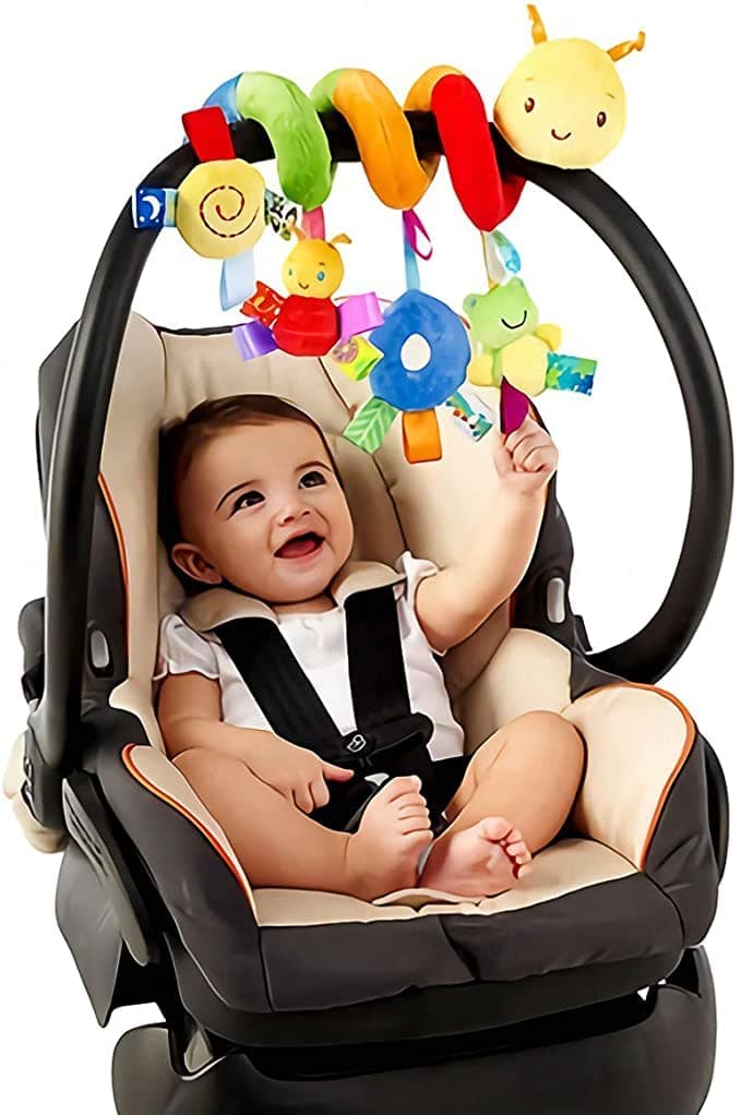 Spiral Crib Hanging Toys for kids,Wrap Around chair Stroller/Car Seat/Crib Play Bar Toy Hanging Spiral Toy for Baby Infant Boys & Girls