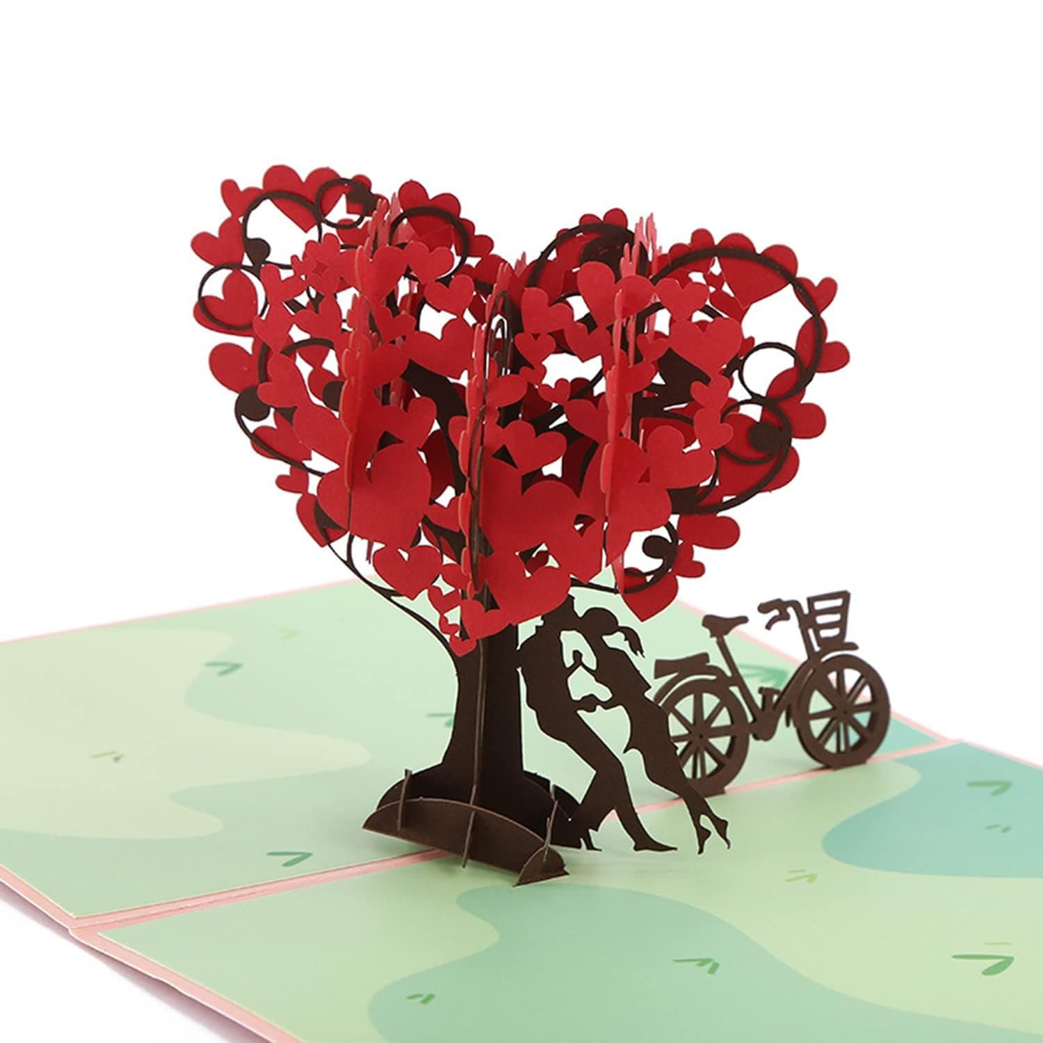 3D Pop Up Greeting Card with Love Tree Design - Romantic Wedding Card for Anniversary, Birthday, Valentine's Day - Includes Envelope