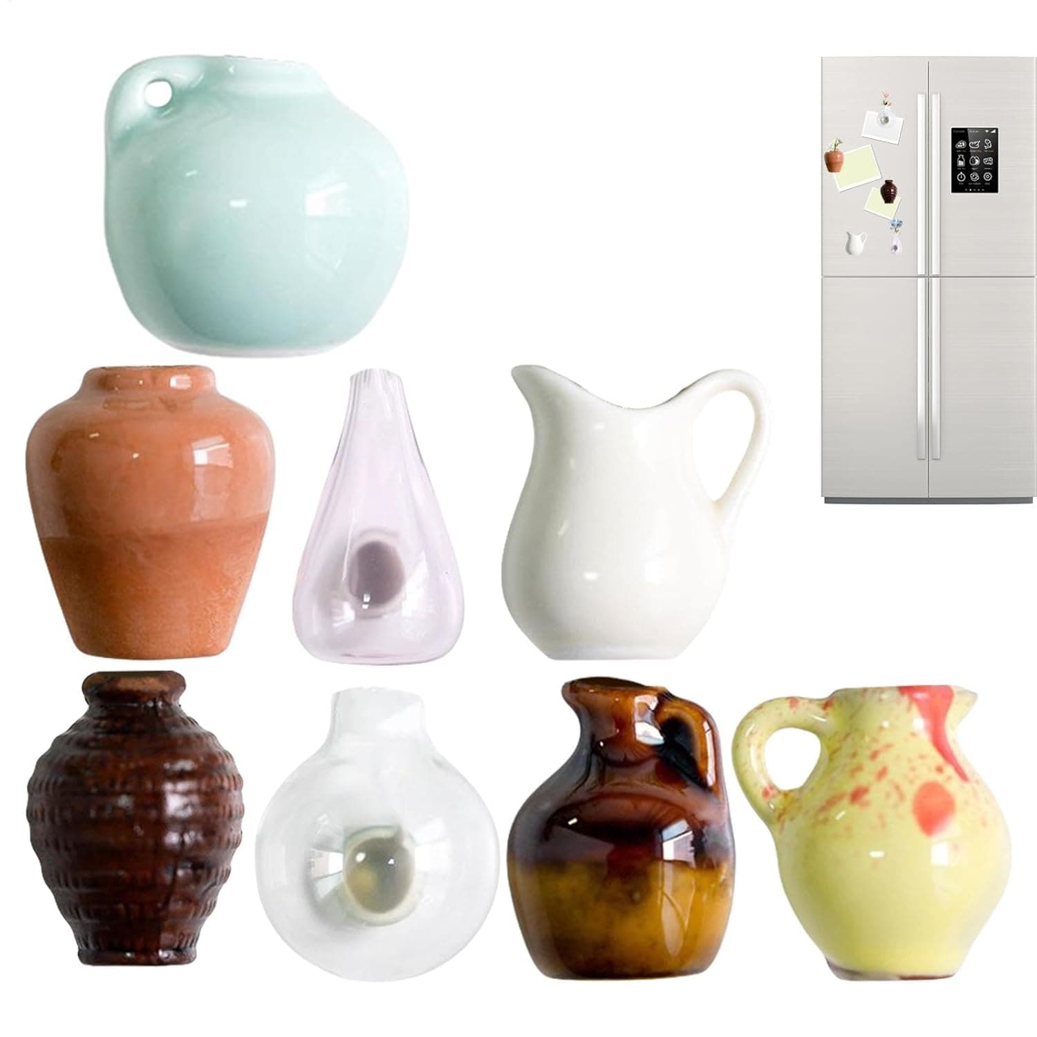 مغناطيس ثلاجة المزهرية | مغناطيس لتزيين السبورة البيضاء - ملصقات مغناطيسية ثلاثية الابعاد للمزهريات من السيراميك لمكيفات الهواء والثلاجة وديكور المنزل