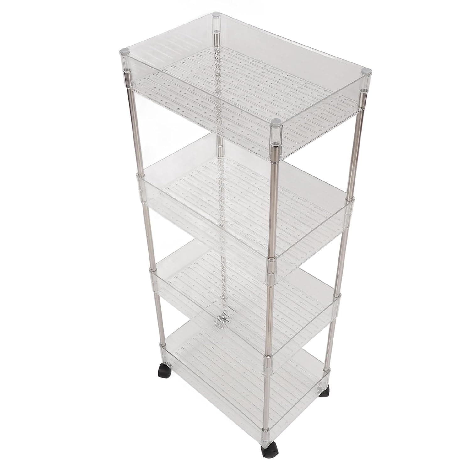 Hidyliu Changing Table Trolley with Wheels Large Capacity 4-Layer Organizer for Newborn Essentials Nursery Essentials for Moms PET Material Size 35X23 X 86Cm