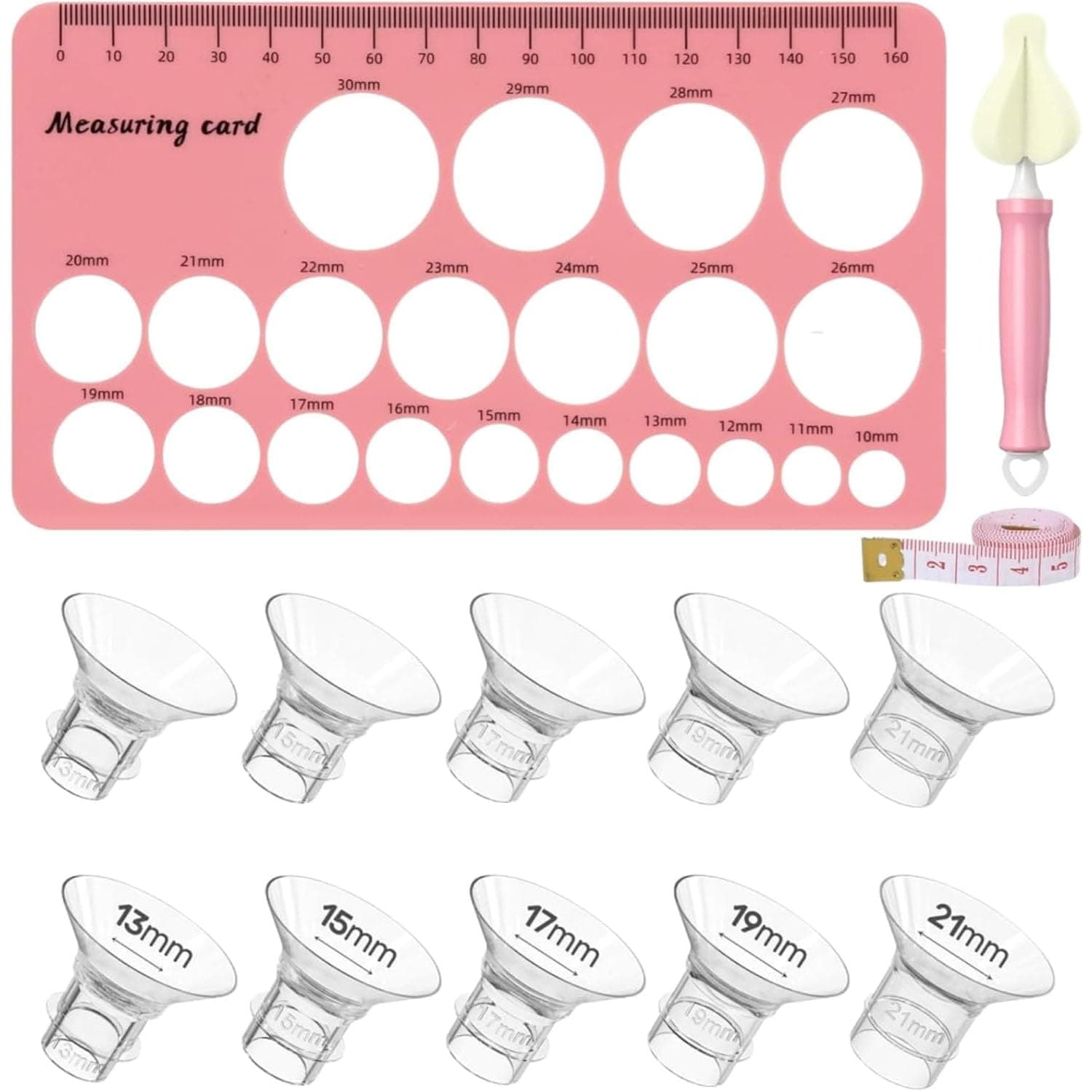 LinJie Flange Inserts 10PCS 13/15/17/19/21mm for 24mm Flange/Shield of Most Pumps, Silicone Flanges Insert for Momcozy/Spectra, Breastfeeding Essentials Kit for New Moms