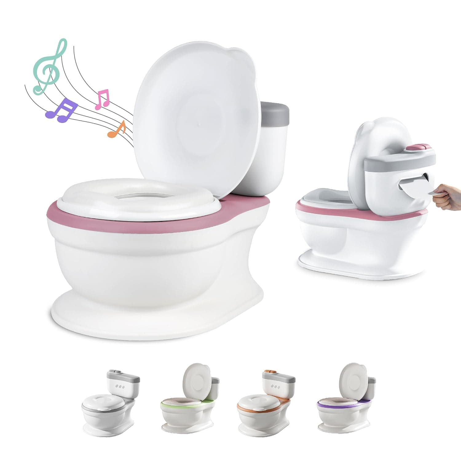 Baby Toilet Potty with Sound for Potty Training – Baby and Child Toilet – Comfortable, Non-Slip with Hunting Noise and Music – Easy Drain with Removable Potty