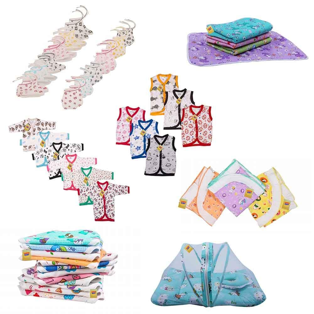 Fareto Born Baby Boy's & Baby Girl's Summer Season Need Combo of 7 Daily Needs Items in Single Packet(0-6 Months) PID-Pista Green Total Items: 44