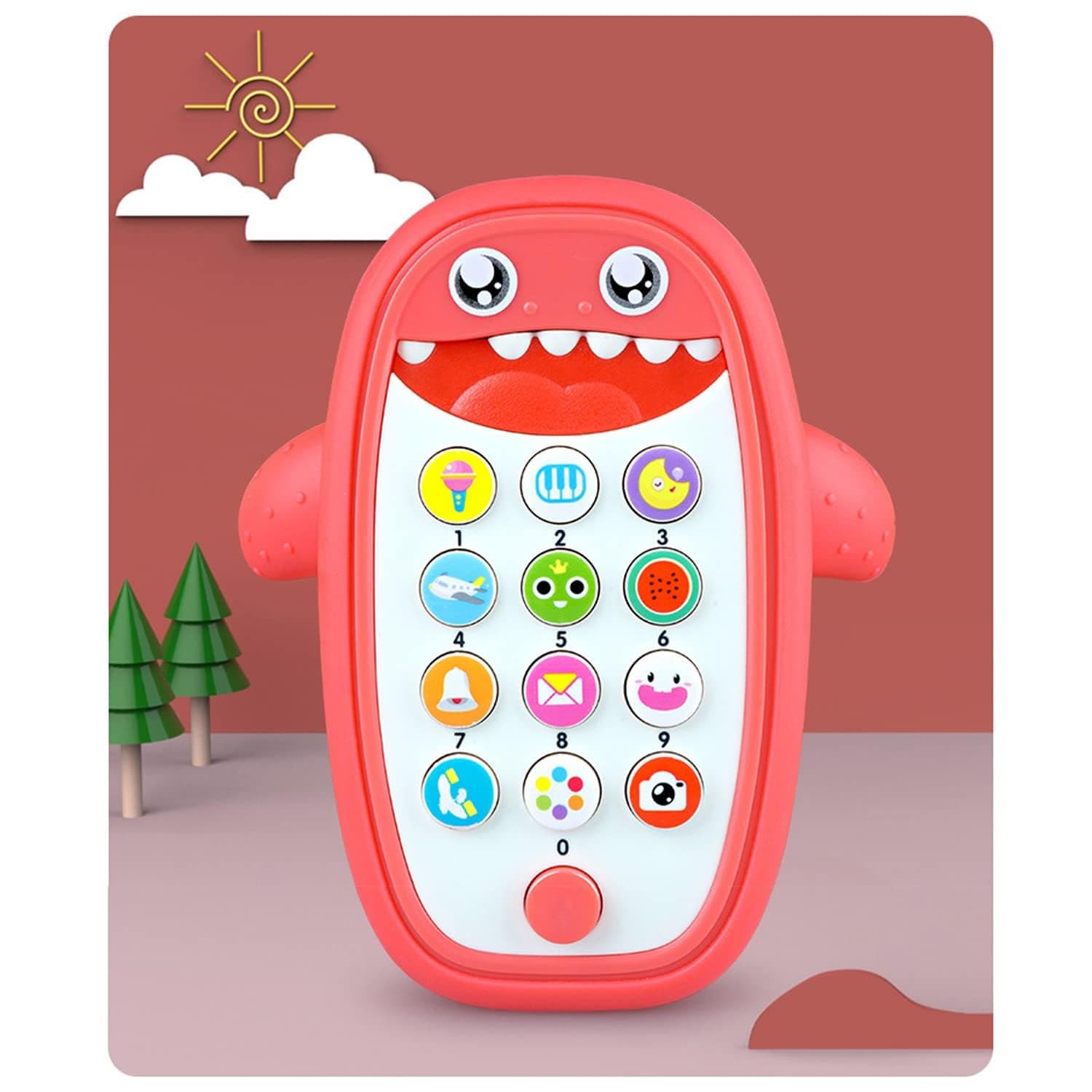 Joyzzz Phone Toy, Musical Baby Shark Phone with Lights and Sounds, Interactive Learning Toy for Toddlers 18+ Months, Toy and Birthday Gift for Boys Girls (Red)