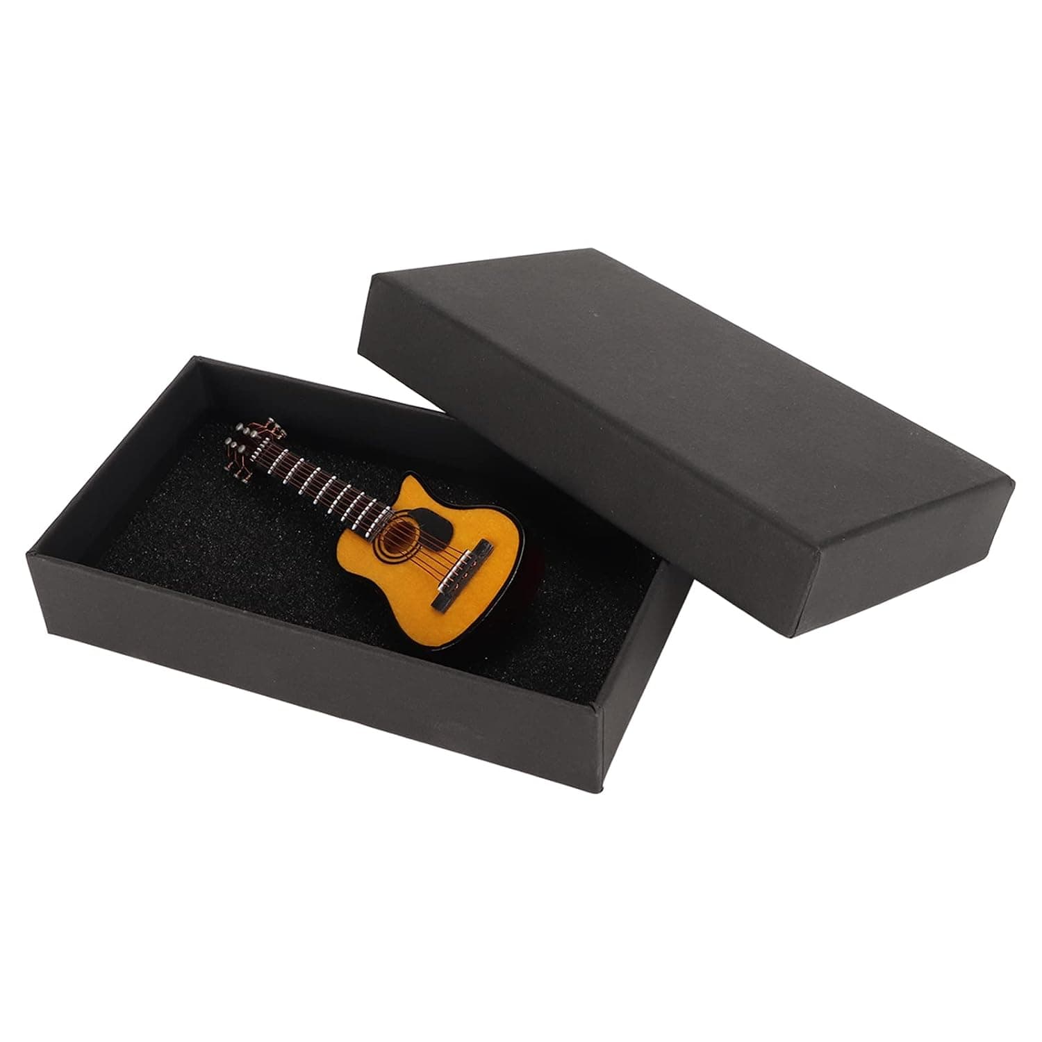 Guitar Brooch Pin Resin Guitar Lapel Pin Mini Guitar Brooch Lifelike Musical Instrument Replica for Music Lovers with Box
