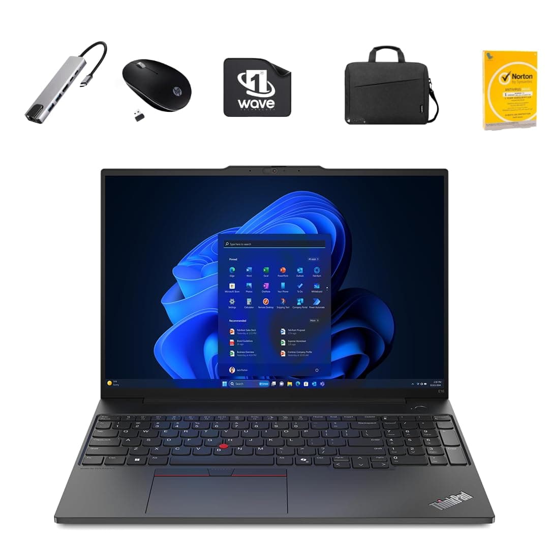 Lenovo ThinkPad E16 Gen 2 Business Laptop - Free 8-in-1 HUB 1 1 + Wireless Mouse + Laptop Bag + Antivirus + Mouse Pad | Intel Ultra 5-125U, 16GB RAM - 1TB SSD, Windows 11 Pro