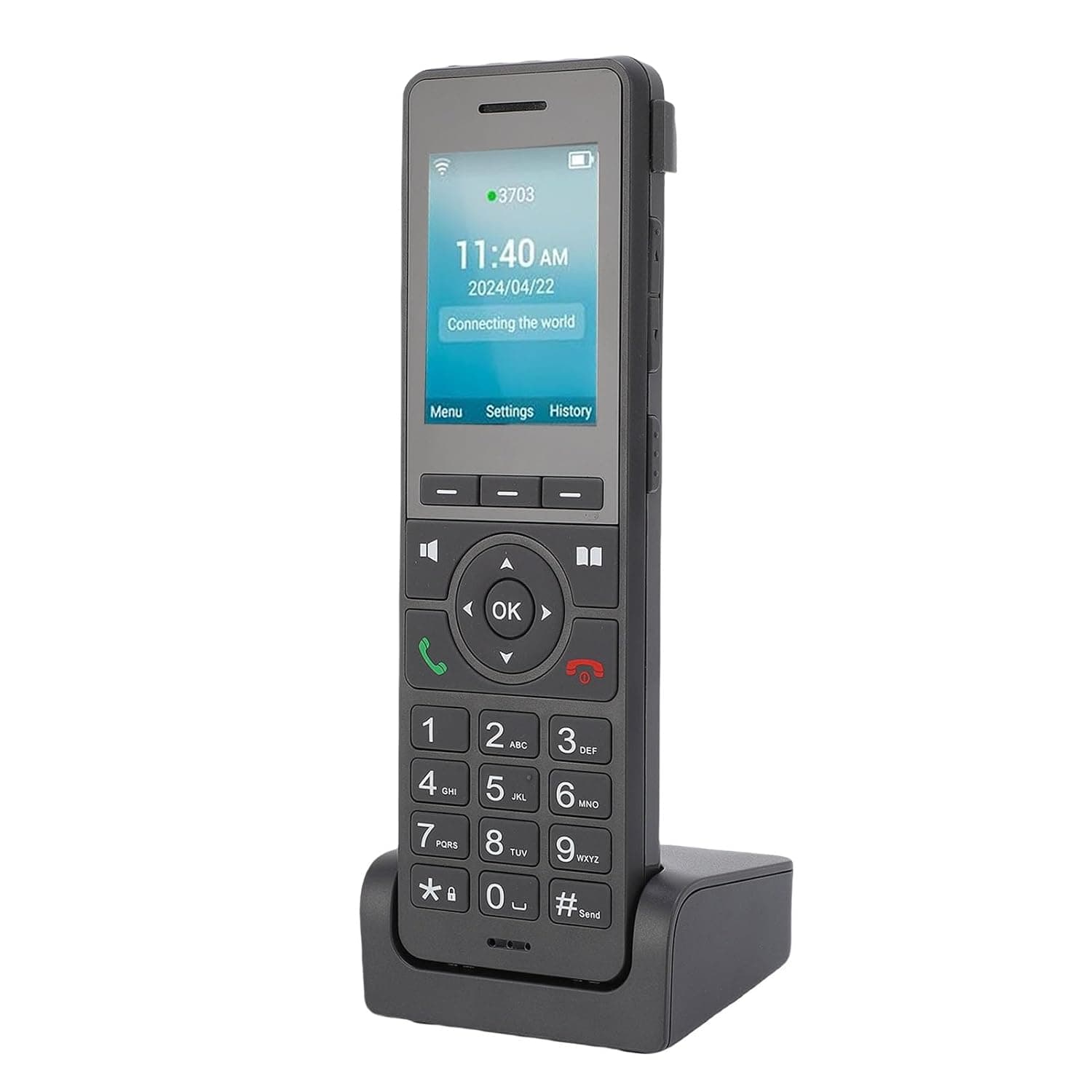 4G VoLTE Cordless Phone with Dual SIM Card & 3 SIP Accounts, 3-Way Conference, 2.4'' Color LCD, 500 Contacts Memory