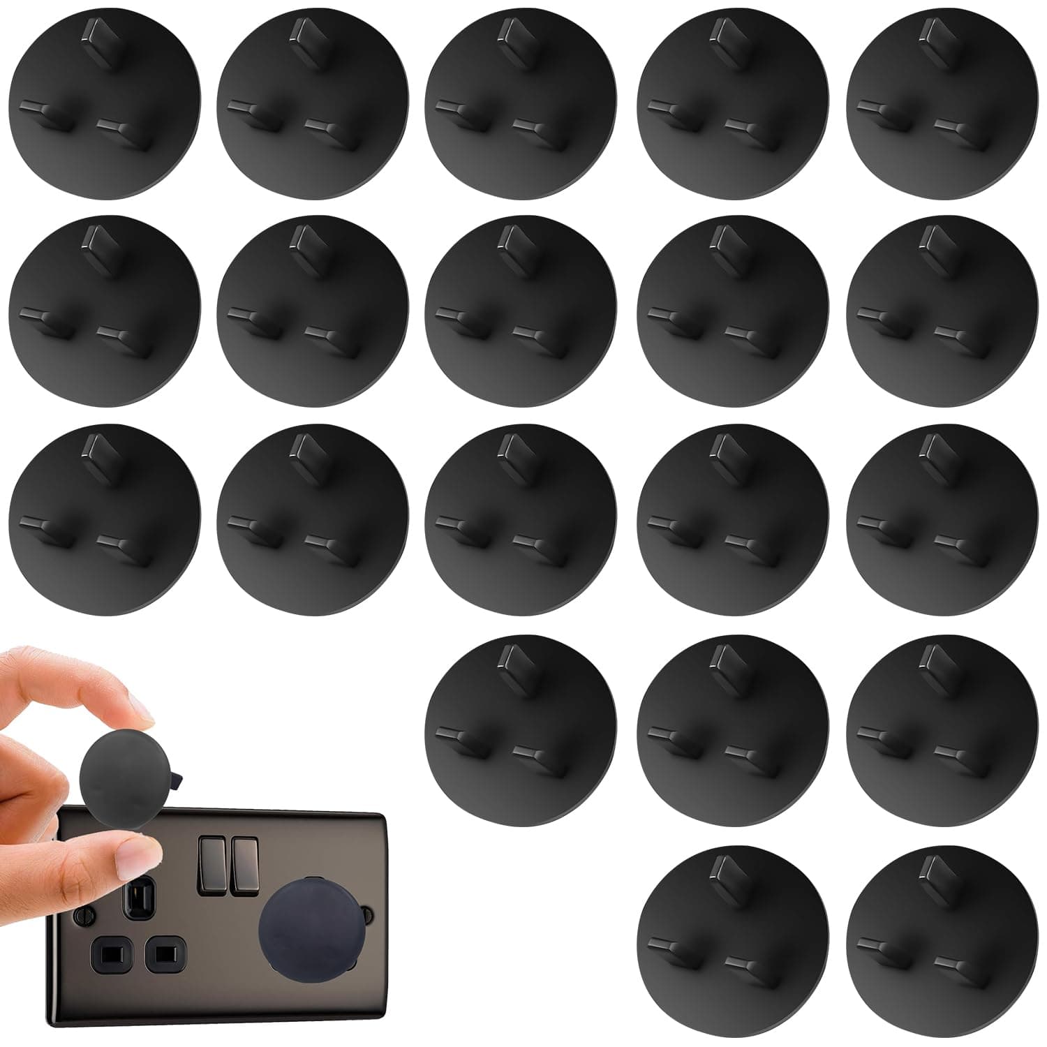 UK Plug and Socket Covers, 20 Pcs Plug and Socket Covers, Baby Child Safety Plug and Socket Covers Protective Caps, Tight Grip Socket Covers for Babies and Children at Home and School Safety Devices