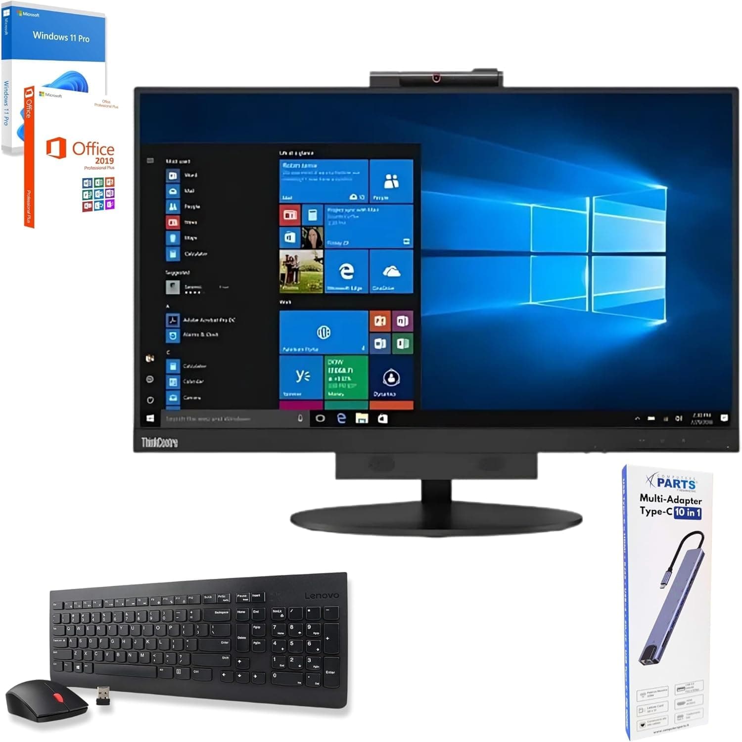 Lenovo All In One ThinkCentre TIO24 24″ Full HD | Intel Core i7 | 32GB | 1000 GB SSD | DOKING STATION 10 IN 1 WebCam Win 11 Pro 36 Months Warranty (Refurbished with Italian Keyboard and Mouse Kit)