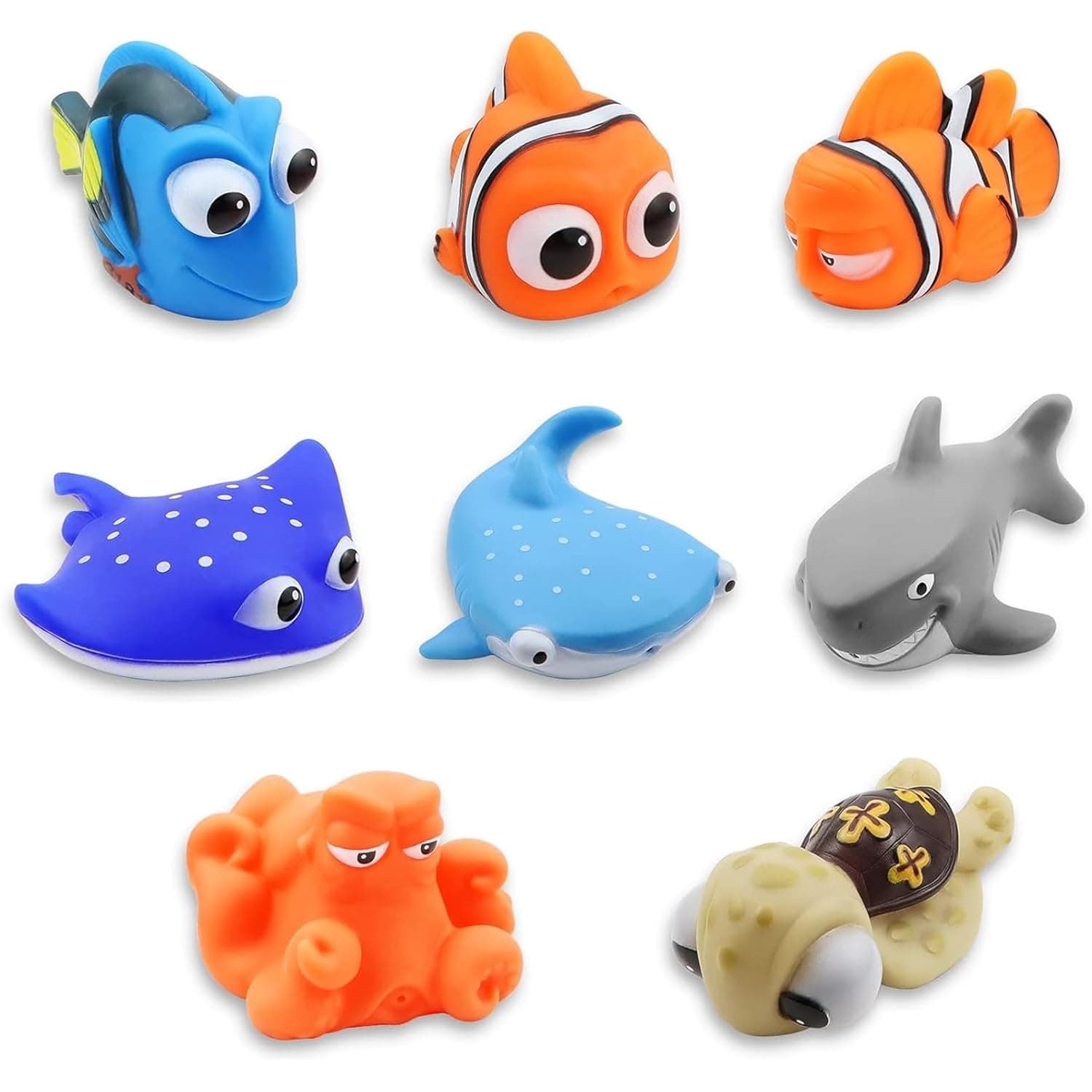 Andanna 8pcs Multicolor Sea Life Baby Bath Toys, Ages 6-18 Months, PVC Material, Squirting Water Toys for Kids Bathtub & Pool, Includes Turtle, Dory, Shark & More