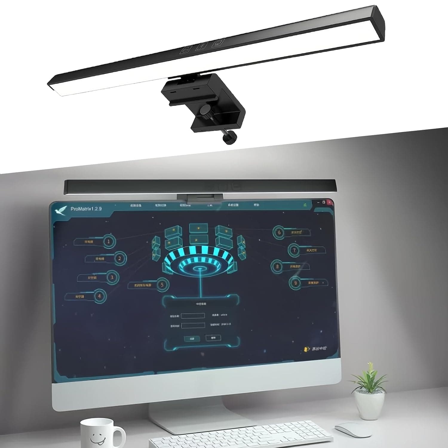 Computer Monitor Lamp,اضاءة قيمنق,Eye Caring No Screen Glare, e-Reading Task Lamp, Touch Control, Dimmable 3 Color Temperature,Timer 60 Minutes, for Office/Home(50cm,Black)