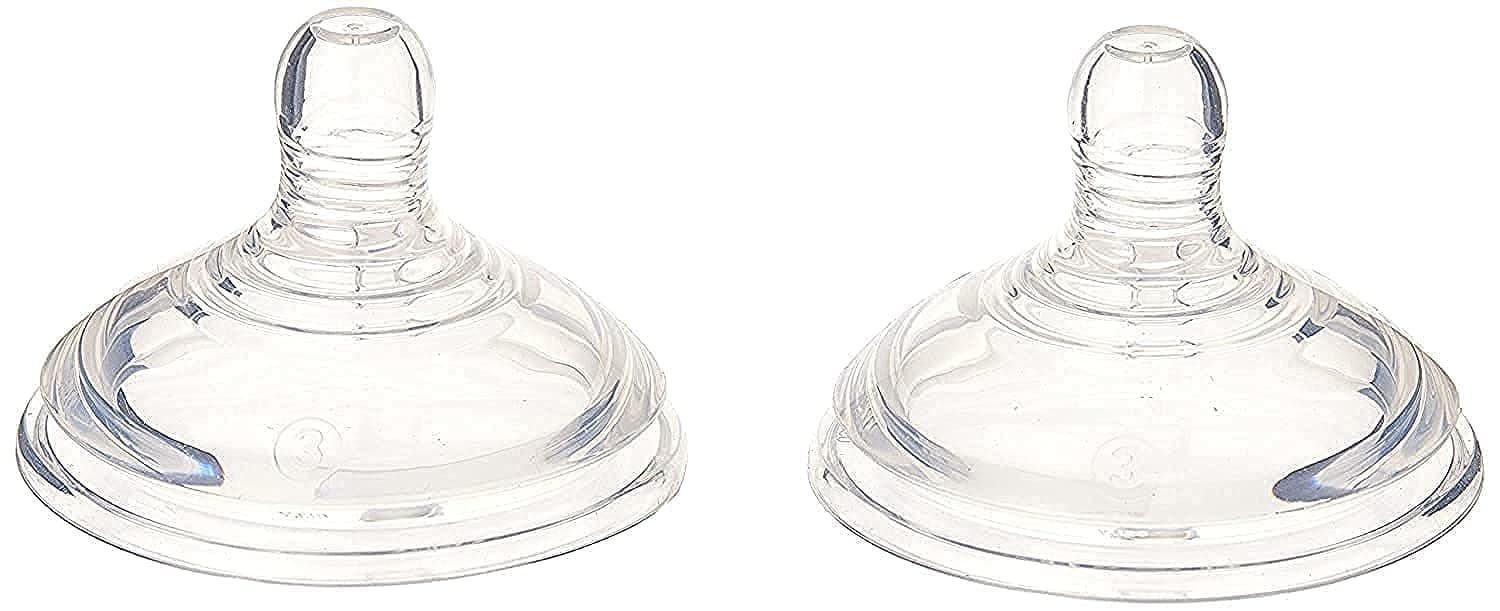 Tommee Tippee Natural start Baby Bottle Teats, Breast-Like, Anti-Colic Valve, Soft Silicone, Fast Flow, 6m+, Pack of 2