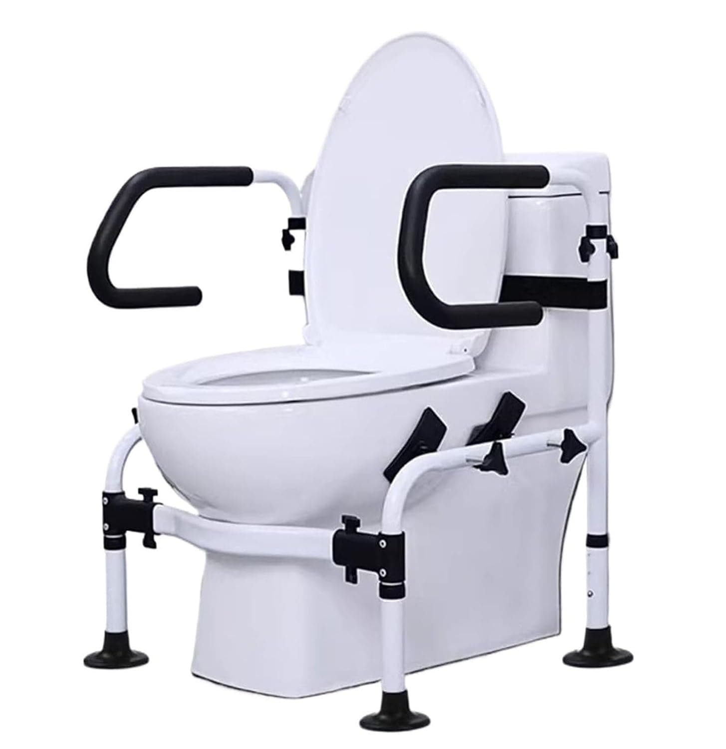 Toilet Safety Rails, Adjustable Medical Toilet Frame with Anti-Slip Grips,Sturdy Toilet Handles for Elderly, Seniors, Handicap Fits Most Toilets(Suction cup style)