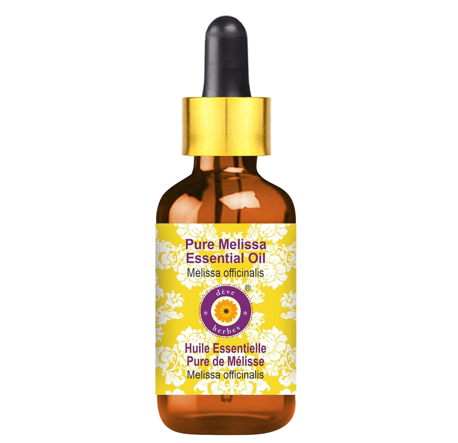 Deve Herbes Pure Melissa Essential Oil (Melissa officinalis) Steam Distilled With Glass Dropper 5ml (0.16 oz)