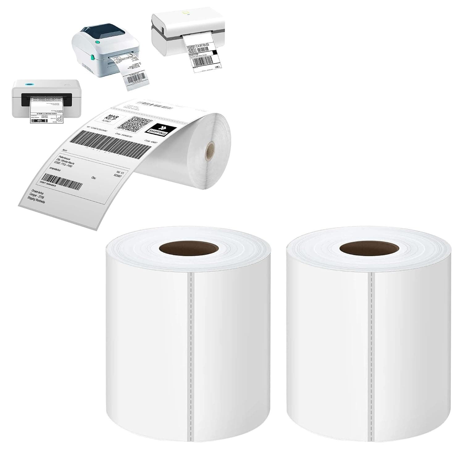 4'' x 6'' 350 (Pack of 2) 700 Thermal Shipping Labels, Direct Adhesive Label Roll, Shipping Roll, Paper Roll Address Label, Barcode Label, رول ورق بوليصات شحن (4'' x 6'')