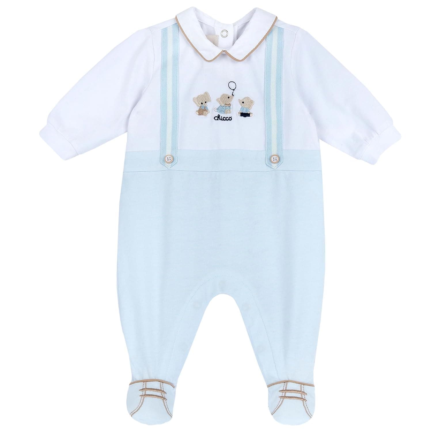 Chicco Unisex Leichter Baumwoll-overall, Hellblau mit Mittelbeinöffnung Pyjamas for boys and babies (pack of 1)