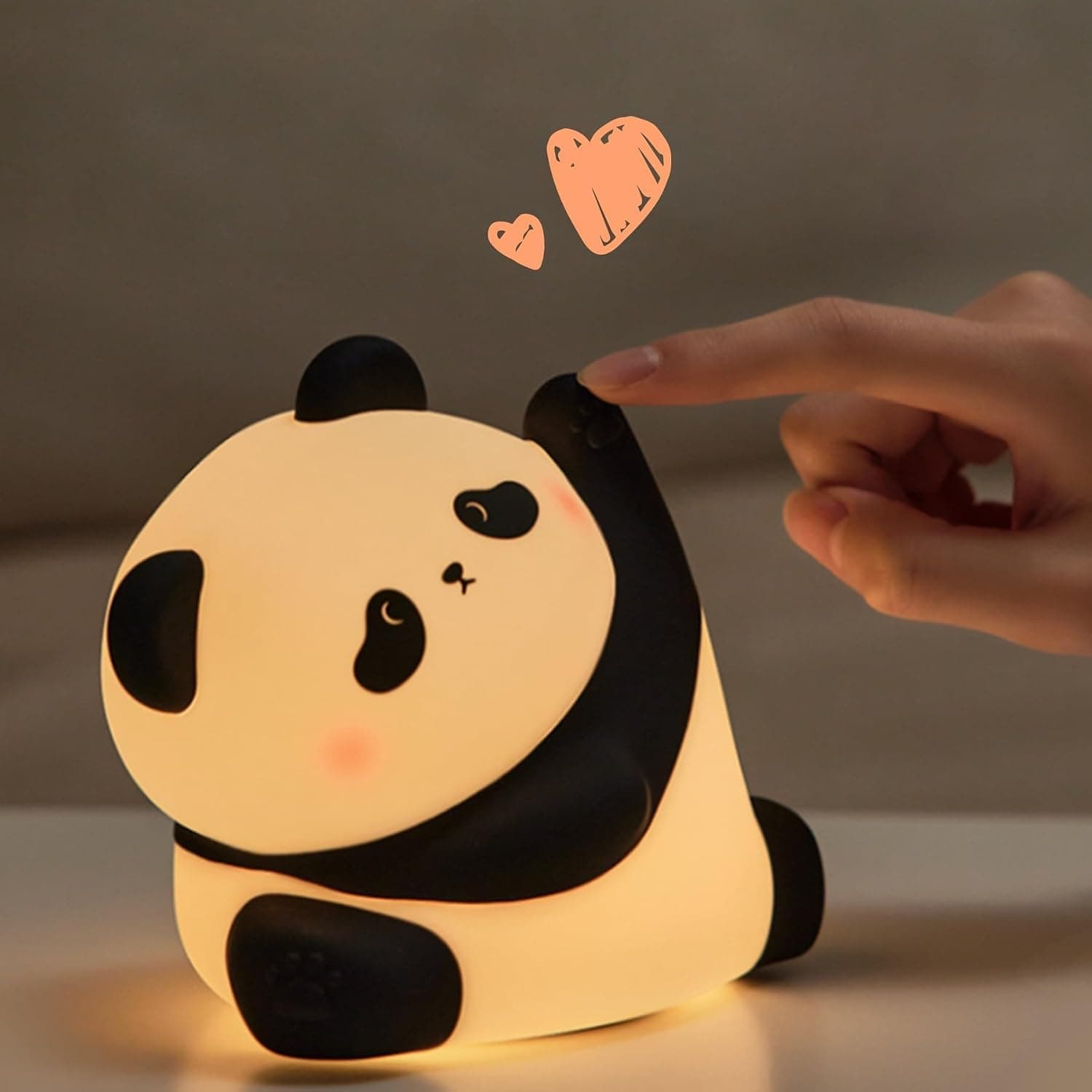 Rechargeable Panda Night Light for Kids – Soft Touch 3-Level Dimmable LED Bedside Lamp, Food Grade Silicone Baby Nursery Nightlight, Portable Squishy Animal Lamp for Bedroom Decor & Gifts