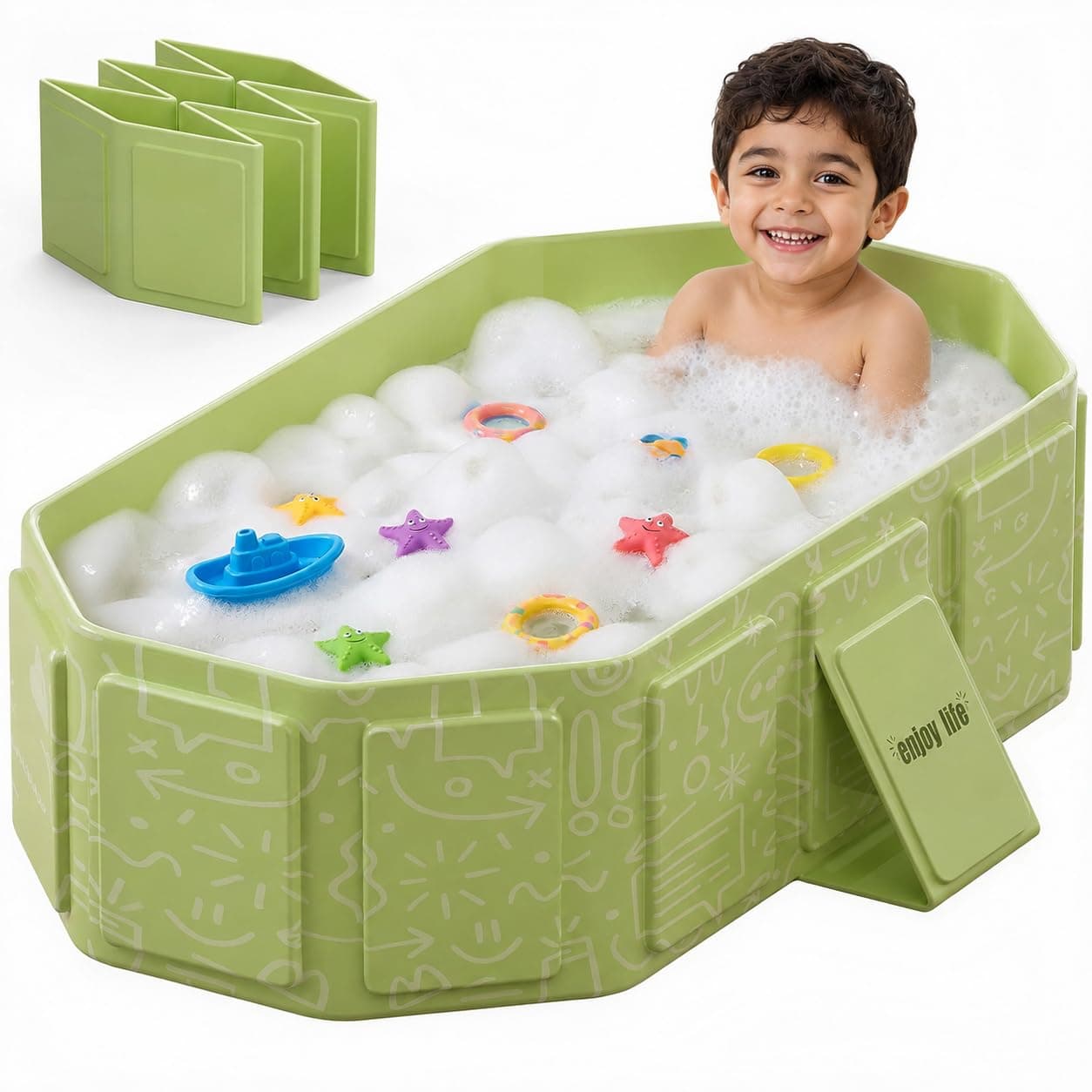 Baby Bathtub - Foldable Baby Bath Tub for Toddlers, Collapsible Portable Tub, Space Saving Lightweight Design for Home Travel and Small Bathrooms
