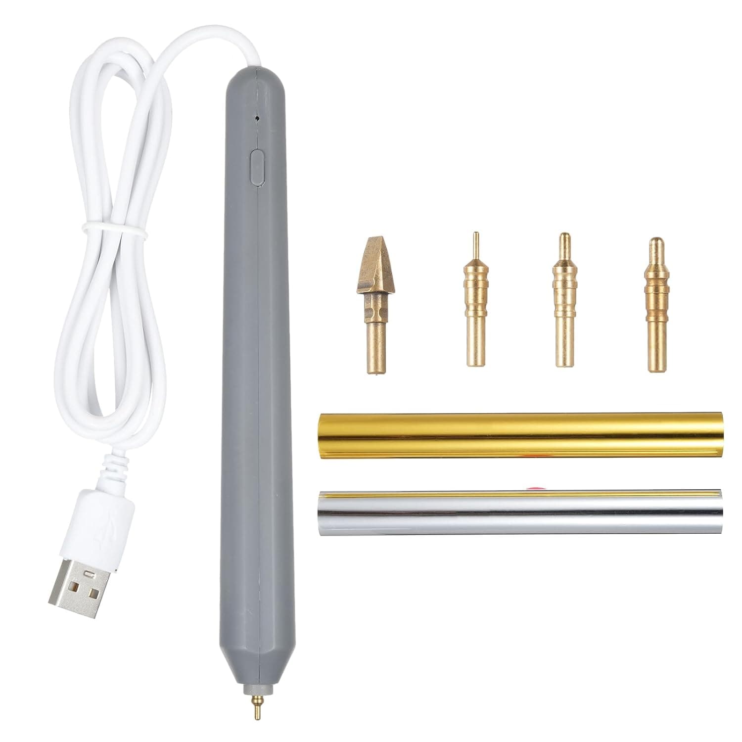 Hot Heated Foil Pens Set, USB Heat Foil Pen for Scrapbooking Tool Kits Gold & Silver Hot Foil Roll for Card Making Craft Scrapbooking Drawing Pen with USB Cable DC5V DOOMUN
