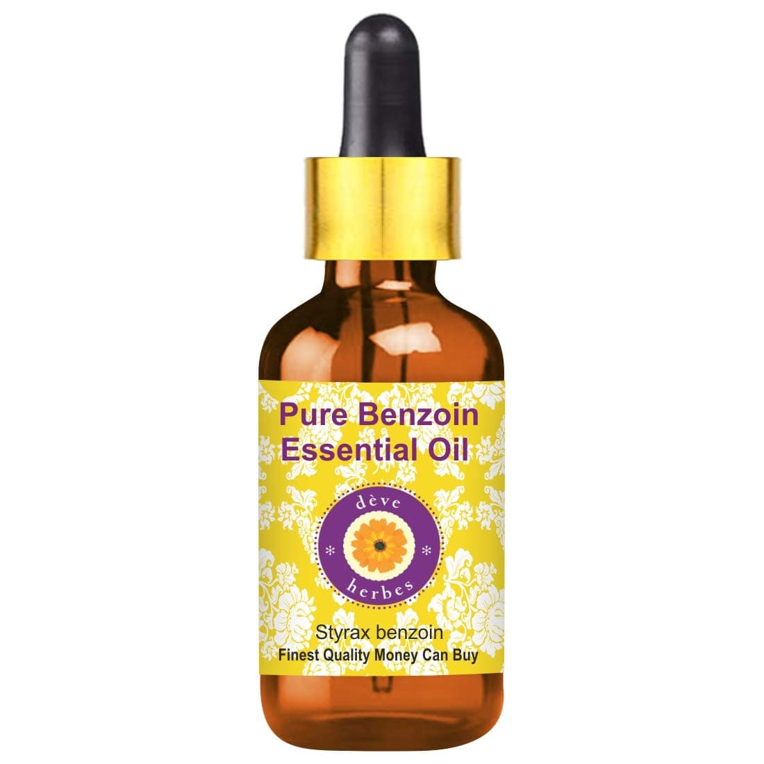 Deve Herbes Pure Benzoin Essential Oil (Styrax Benzoin) with Glass Dropper 100% Natural Therapeutic Grade Steam Distilled for Personal Care, 30 ml