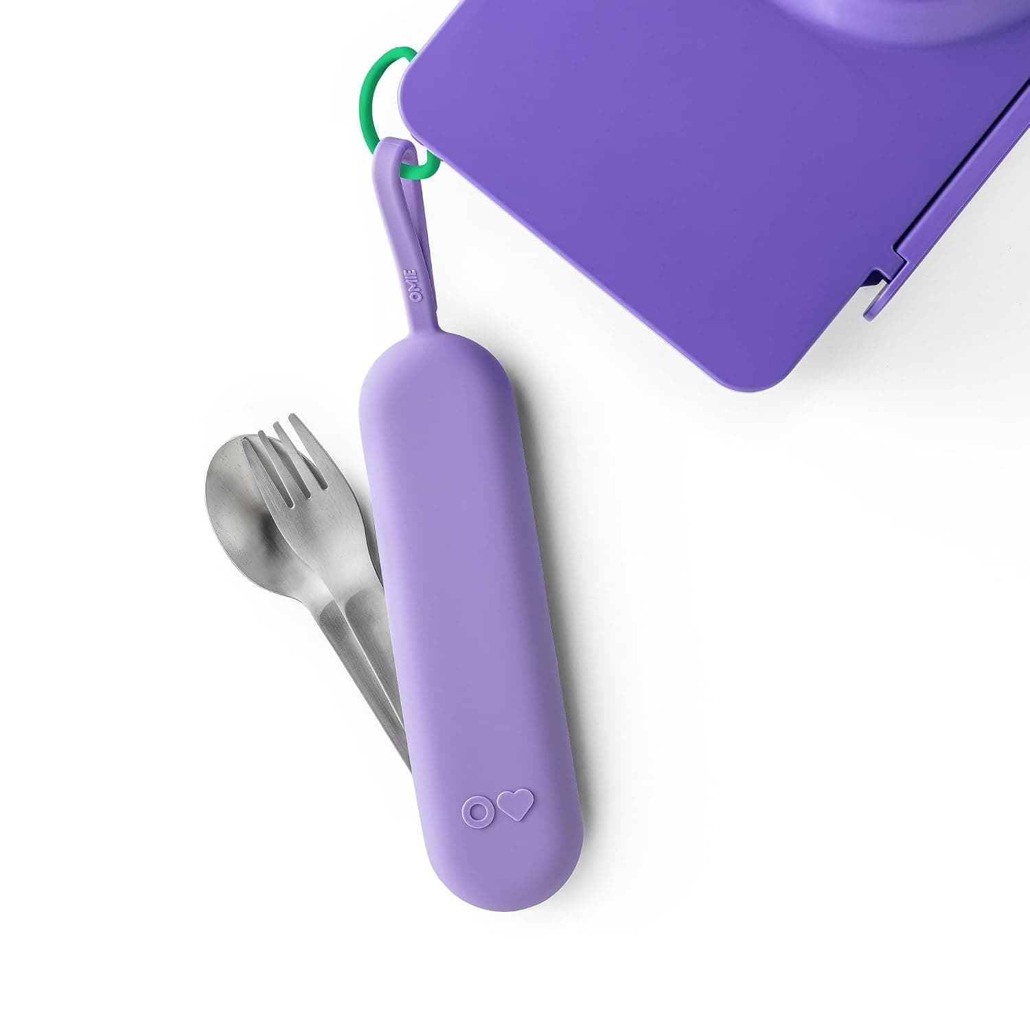 Omie OmieBox Travel Fork & Spoon Set with Case, Purple