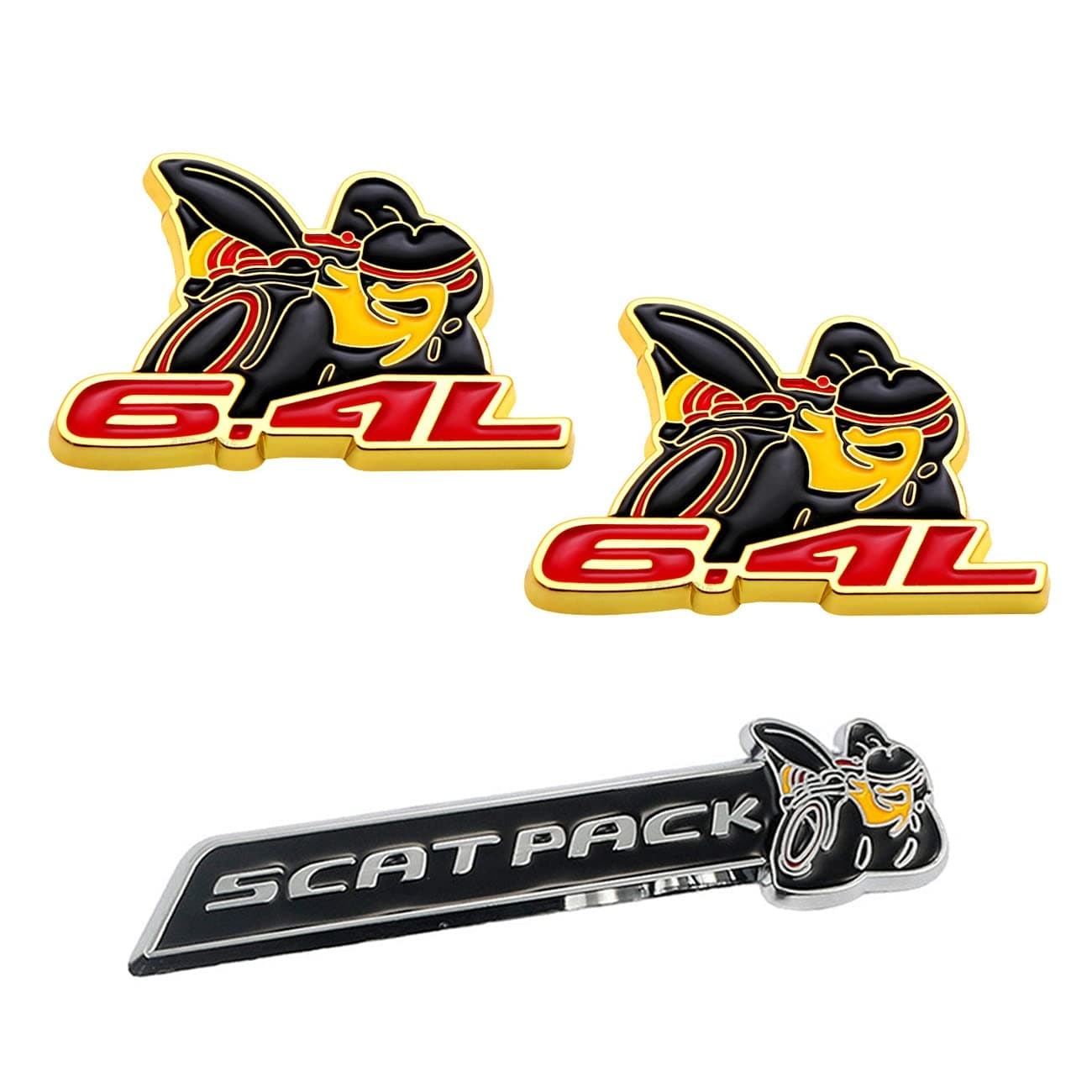 3x 6.4L Super Scat Pack Bee Gold Car Fender Side Emblem Rear Trunk Badge Trim Decor 392