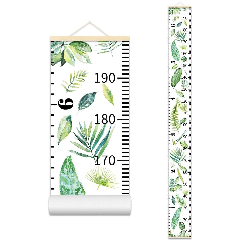 Kids Growth Chart for Wall, 200 X 20 CM Premium Canvas Removable Height Chart for Kids Height Measurement for Wall, Height Chart for Kids & Babies, Kids Height Wall Chart (Green Plants)