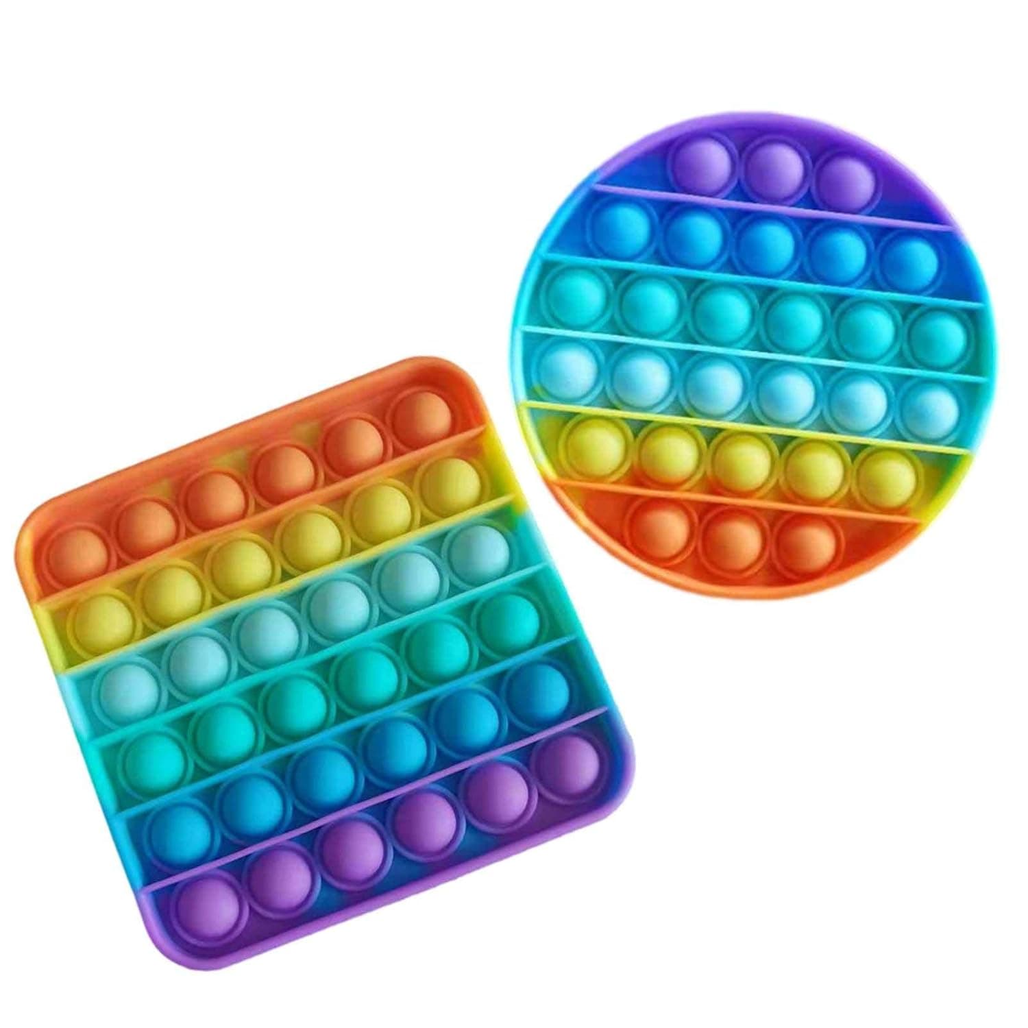 2pcs Push Pop Sensory Fidget Toy,Push Pop Bubble Sensory Fidget Toy,Sensory Toy Autism Special Needs Stress Reliever Anxiety Relief Toys,Bubble Fidget Sensory Toy Rainbow for Kids and Adults